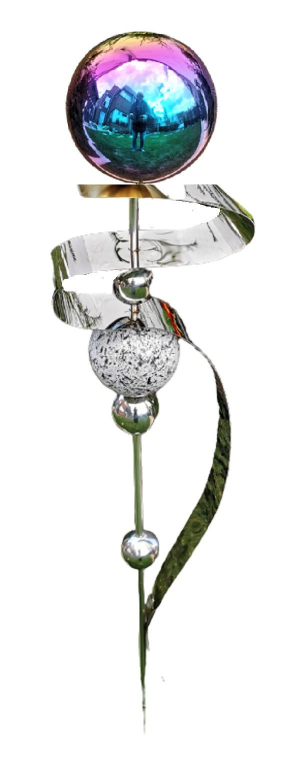 Jürgen Bocker - Gartenambiente Gartenstecker Saturn Edelstahl Rainbow poliert 160 cm Beetstecker Gartenstecker