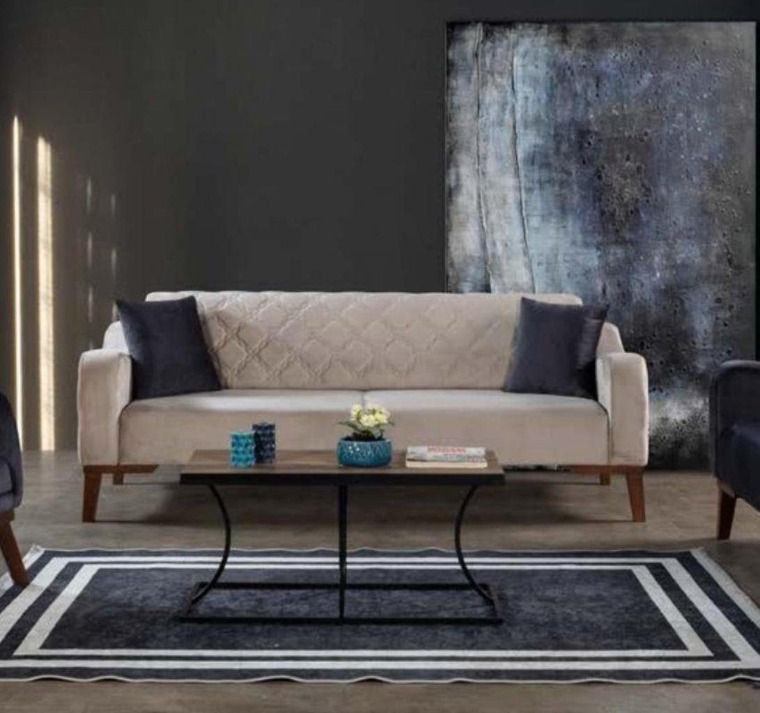 JVmoebel Sofa Beige Dreisitzer Samt Couch Couchen Sofa Elegante Sitzmöbel, Made in Europe