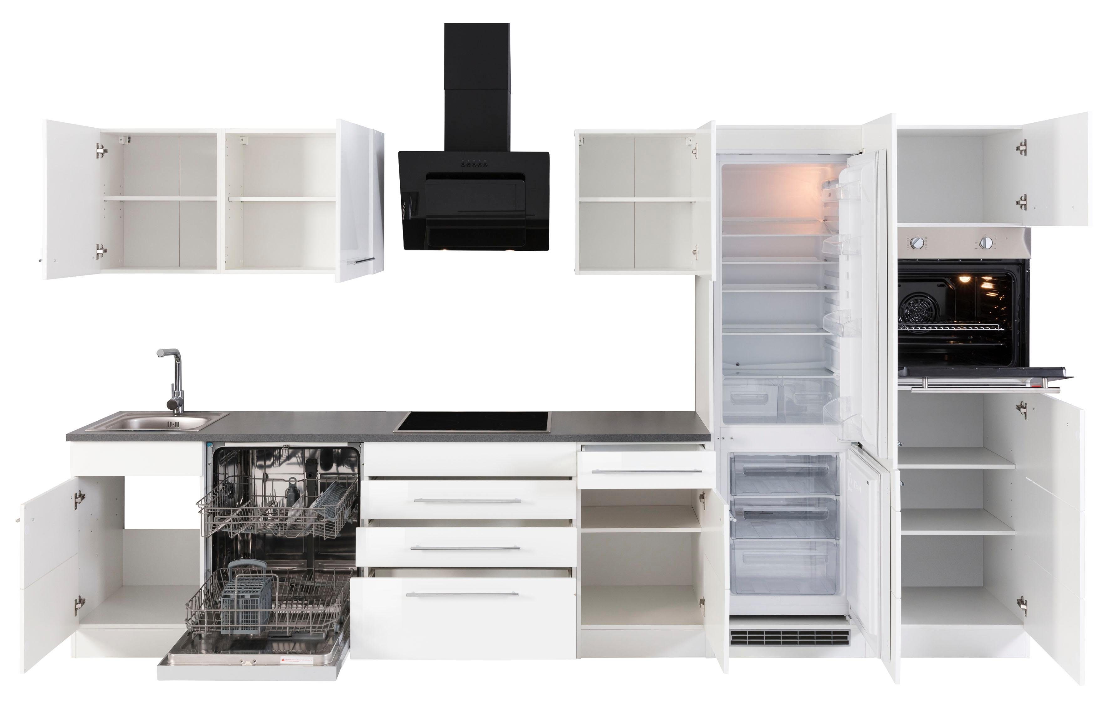 KOCHSTATION Küchenzeile KS-Trient, Breite 360 cm, wahlweise mit E-Geräten, mit Arbeitsplatte