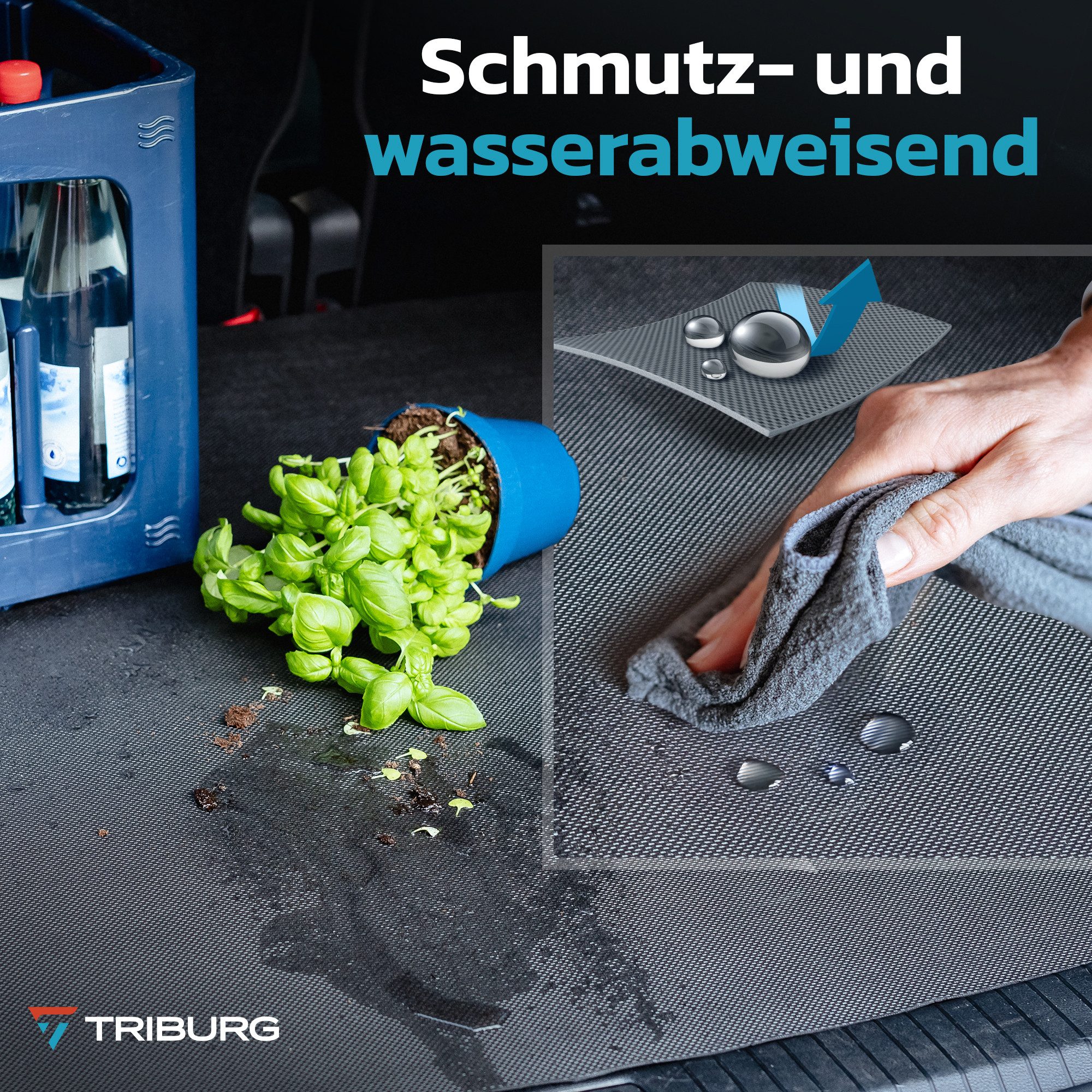 TRIBURG Kofferraummatte TRIBURG Universal Antirutsch Schmutzmatte I Wasserdicht & Zuschneidbar, Antirutschmatte Auto - Antirutschmatte Schubladen – Bild 3 von 5