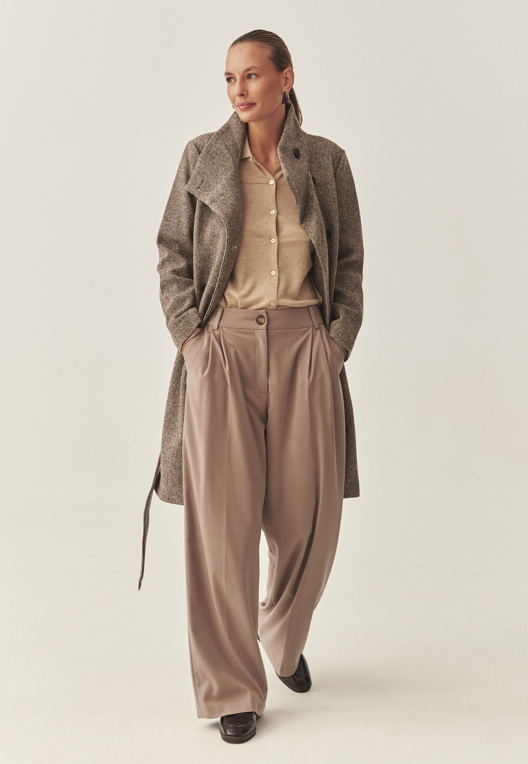 TATUUM Langmantel Damen-Stoffmantel In Melange-Muster - Darkia