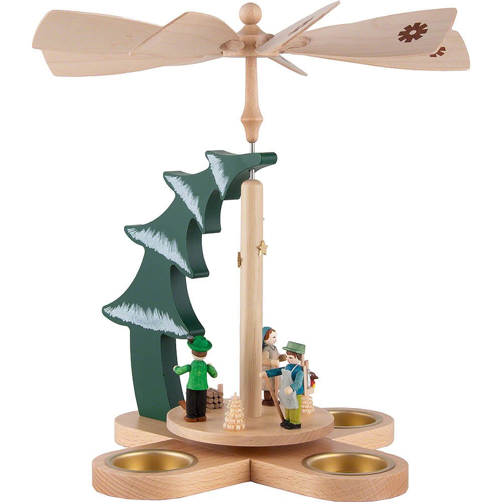 Erzgebirgische Volkskunst Richard Glässer GmbH Weihnachtspyramide 1-stöckige Tannenpyramide Waldleute (27cm) von Richard Glässer