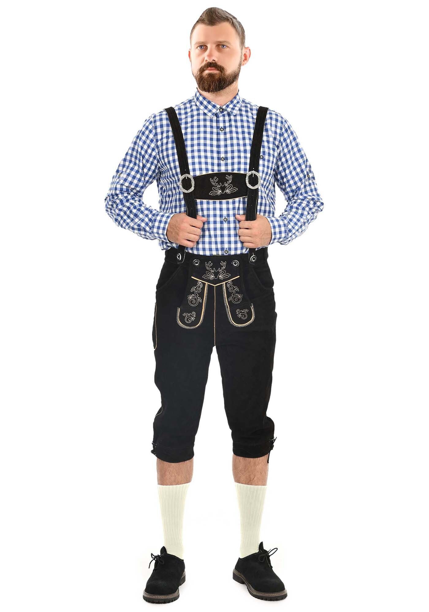 Alessandro Salvarini Trachtenlederhose ASSeppl Lederhose aus Echtleder mit Träger im traditionellen Stil