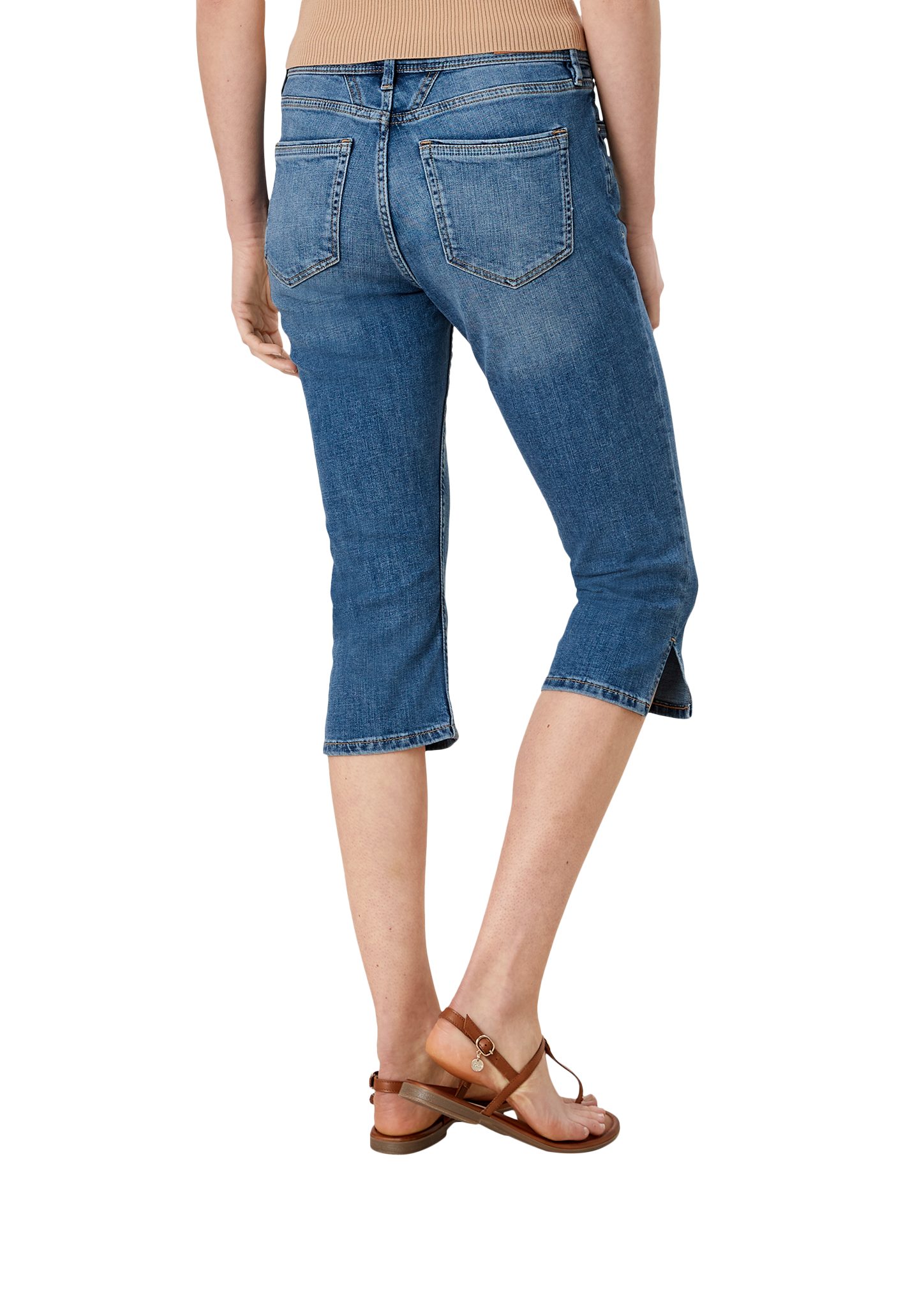 7/8-Jeans s.Oliver blue Waschung, Leder-Patch