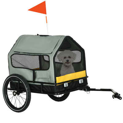 PawHut Fahrradhundeanhänger 3-in-1 Hundeanhänger Haustierhaus, Lastenanhänger, für kleine Hunde bis 10 kg, Oxford, Grau
