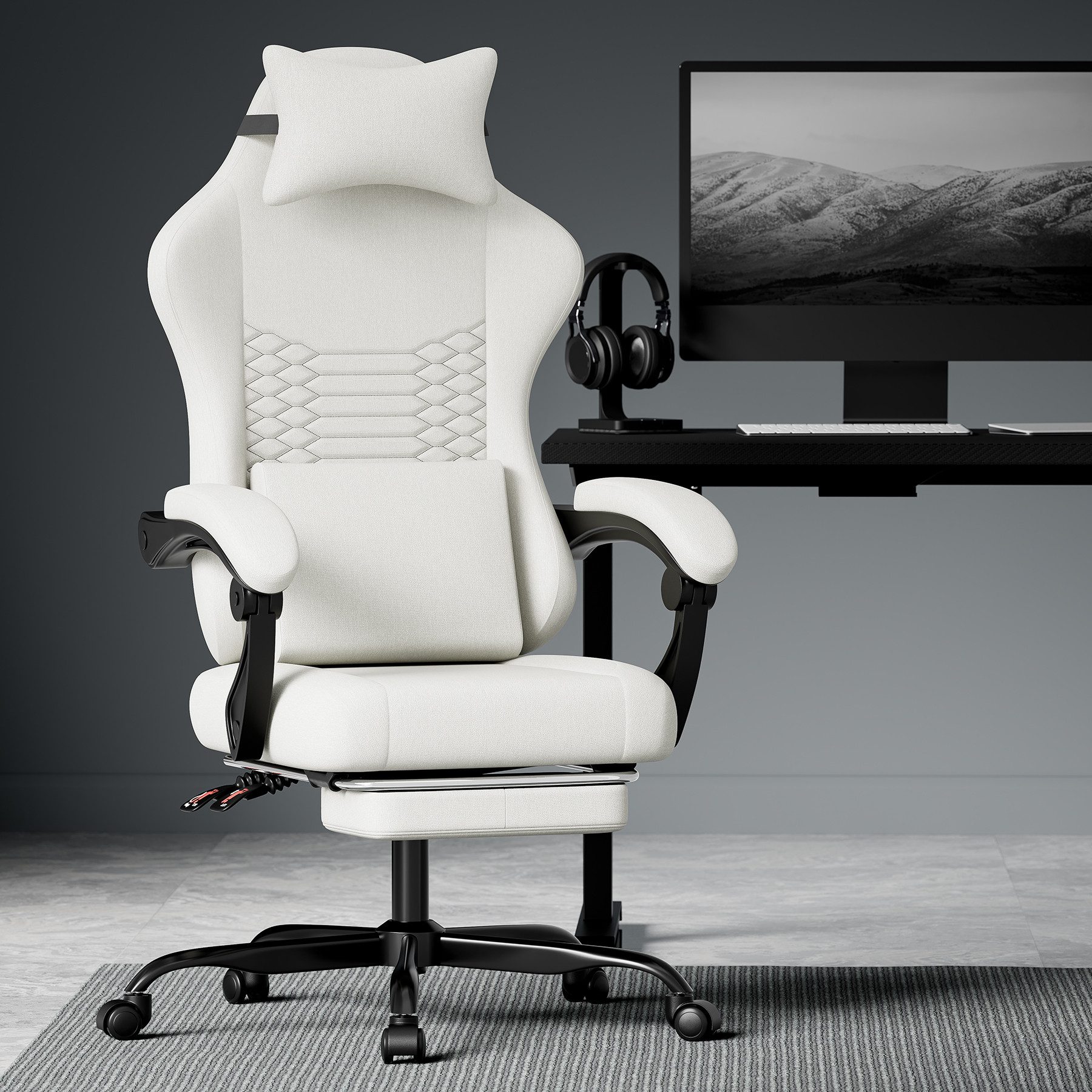 BlingBin Gaming-Stuhl Massage Gaming Sessel mit Fußstütze, PC Stuhl Gamer Stuhl Bürostuhl (1er Set, 1 St), Ergonomisches Design, verstellbare Armlehnen und Rückenlehne