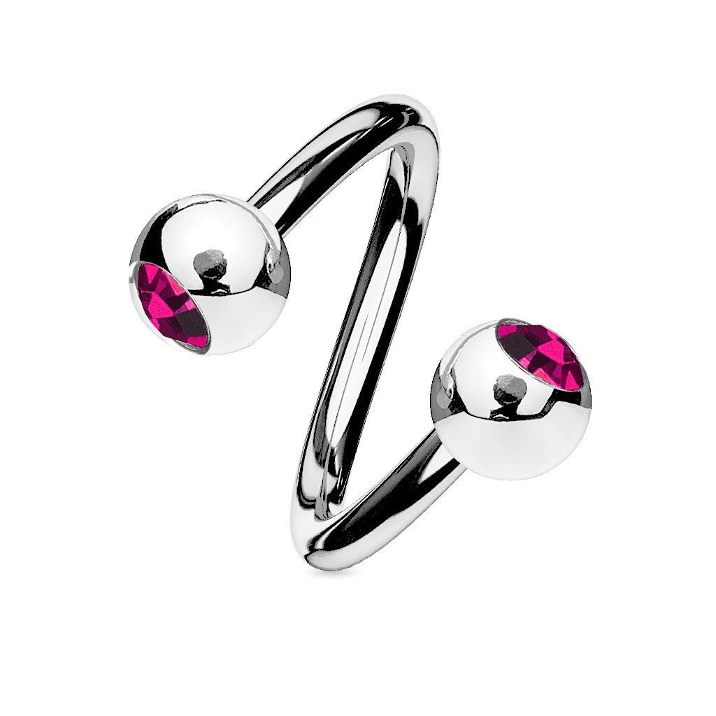 Piercing-Set Lippenpiercing Spirale Twist Labret Zirkonia Ohrpiercing Edelstahl