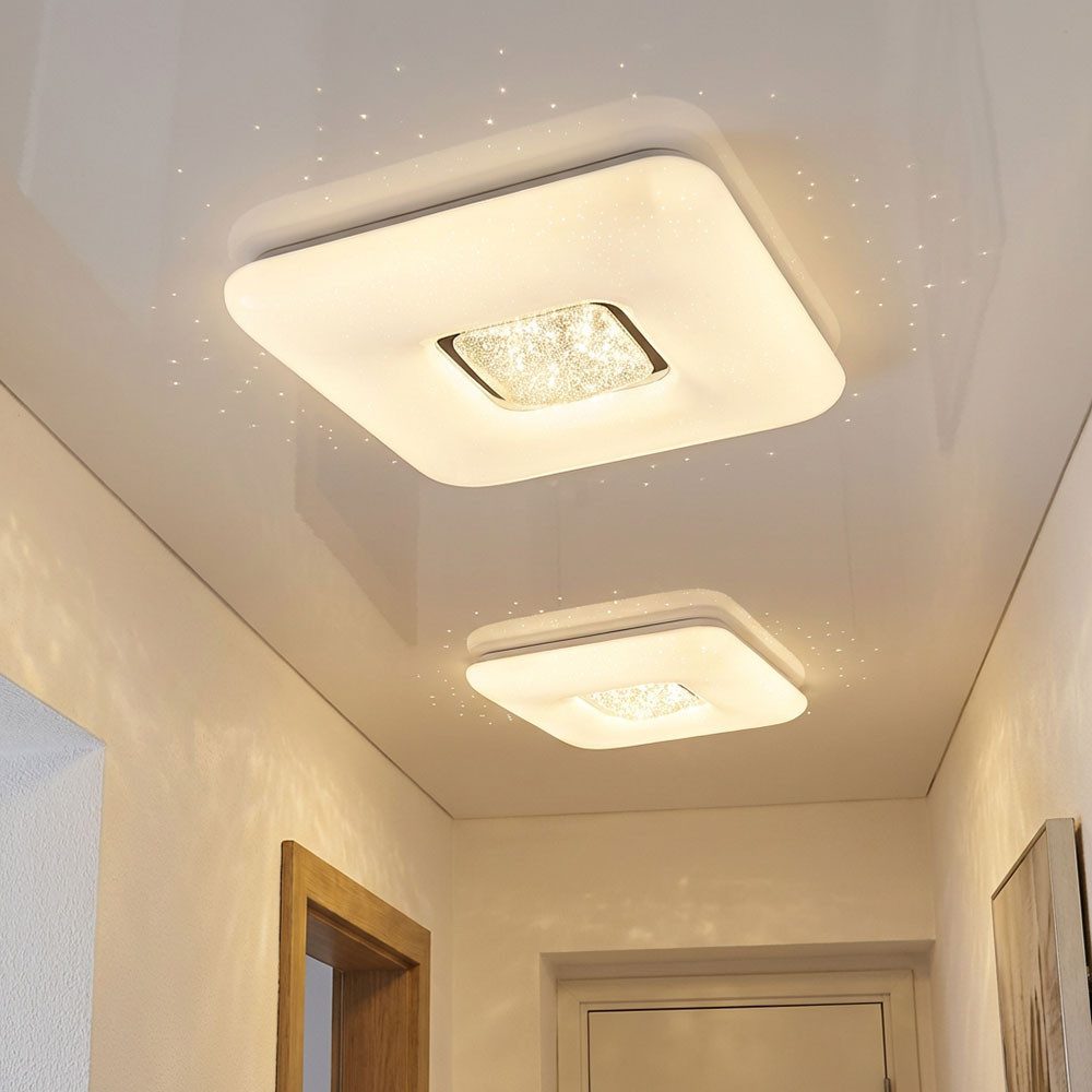 GLOBO LIGHTING LED Deckenleuchte, LED-Leuchtmittel fest verbaut, Warmweiß, LED Deckenleuchte Sternenhimmel Deckenlampe Wohnzimmerleuchte 2x