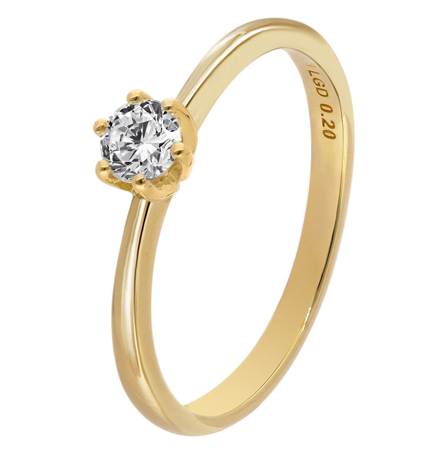 Glizz Solitärring Damenring mit Lab Grown Diamant 0,20 ct. Gold 333 Brillan günstig online kaufen