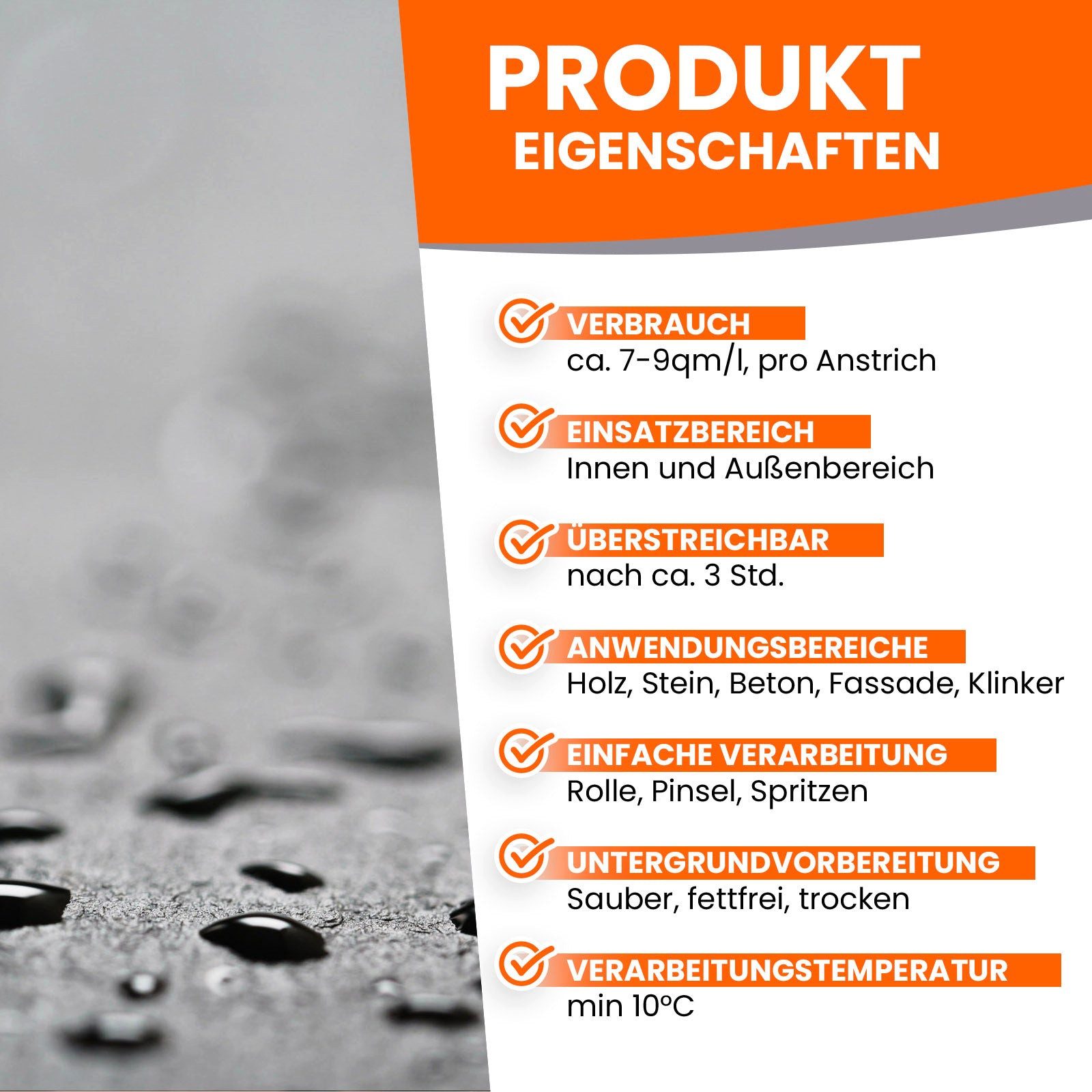 BEKATEQ BE-450 Nano Versiegelung Naturstein-Imprägnierung (1L reicht für ca. 10 m), Holzschutz, Fassadenschutz, Steinversiegelung