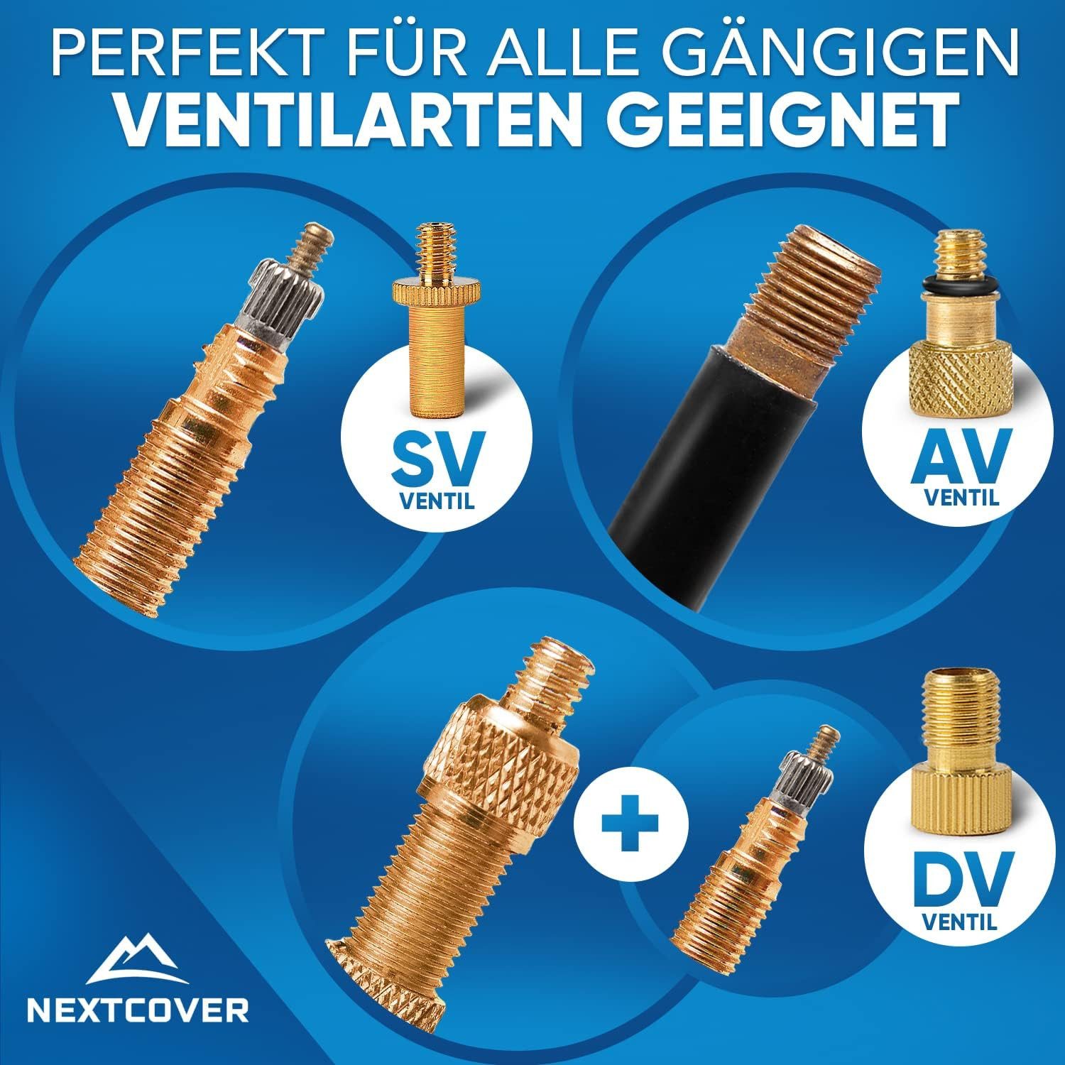 Nextcover Ventilkappe Nextcover Fahrradventil Adapter Set [15-teilig], (15-St)