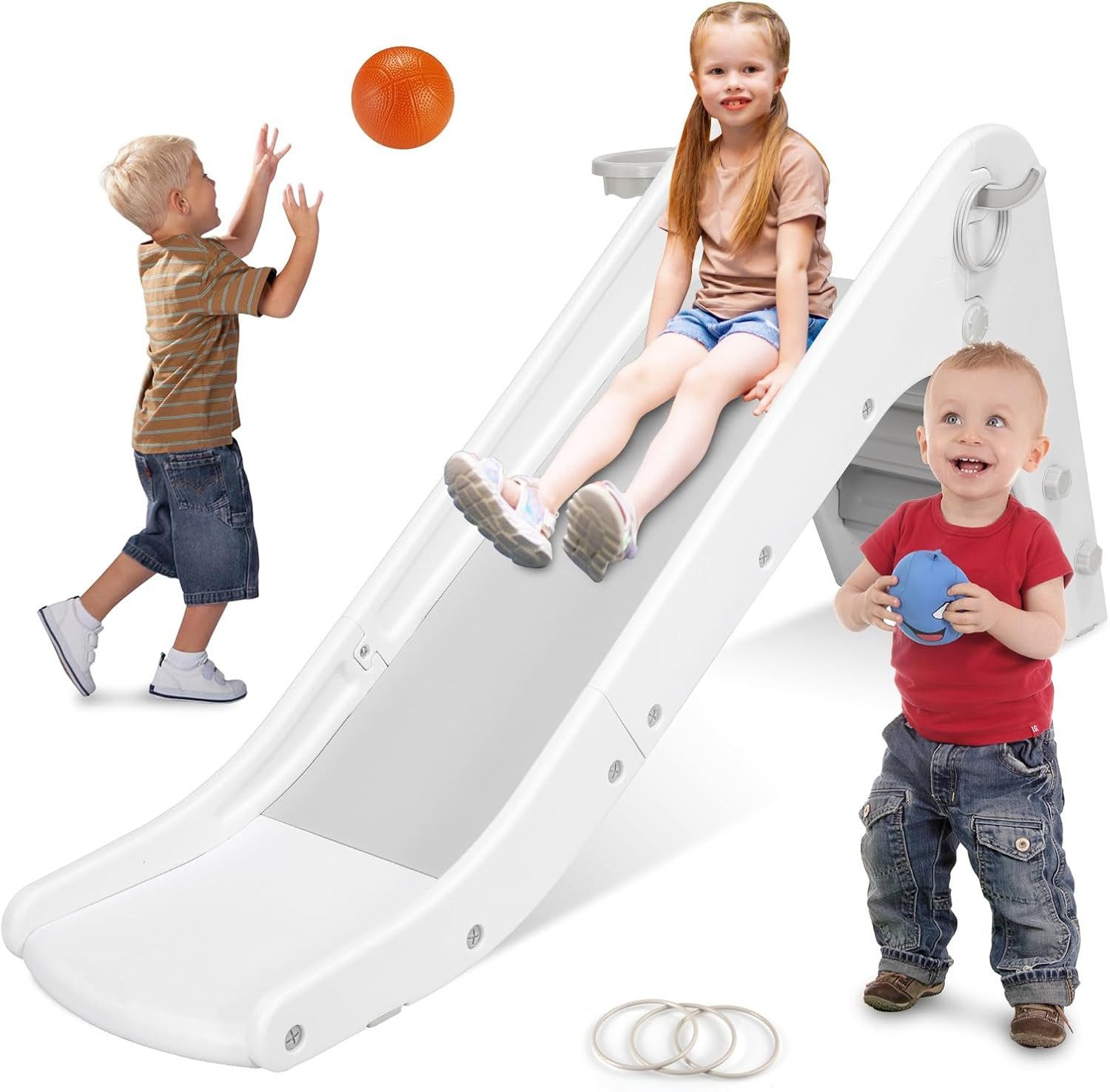 TLGREEN Rutsche Kinder Rutsche mit Basketballkorb günstig online kaufen