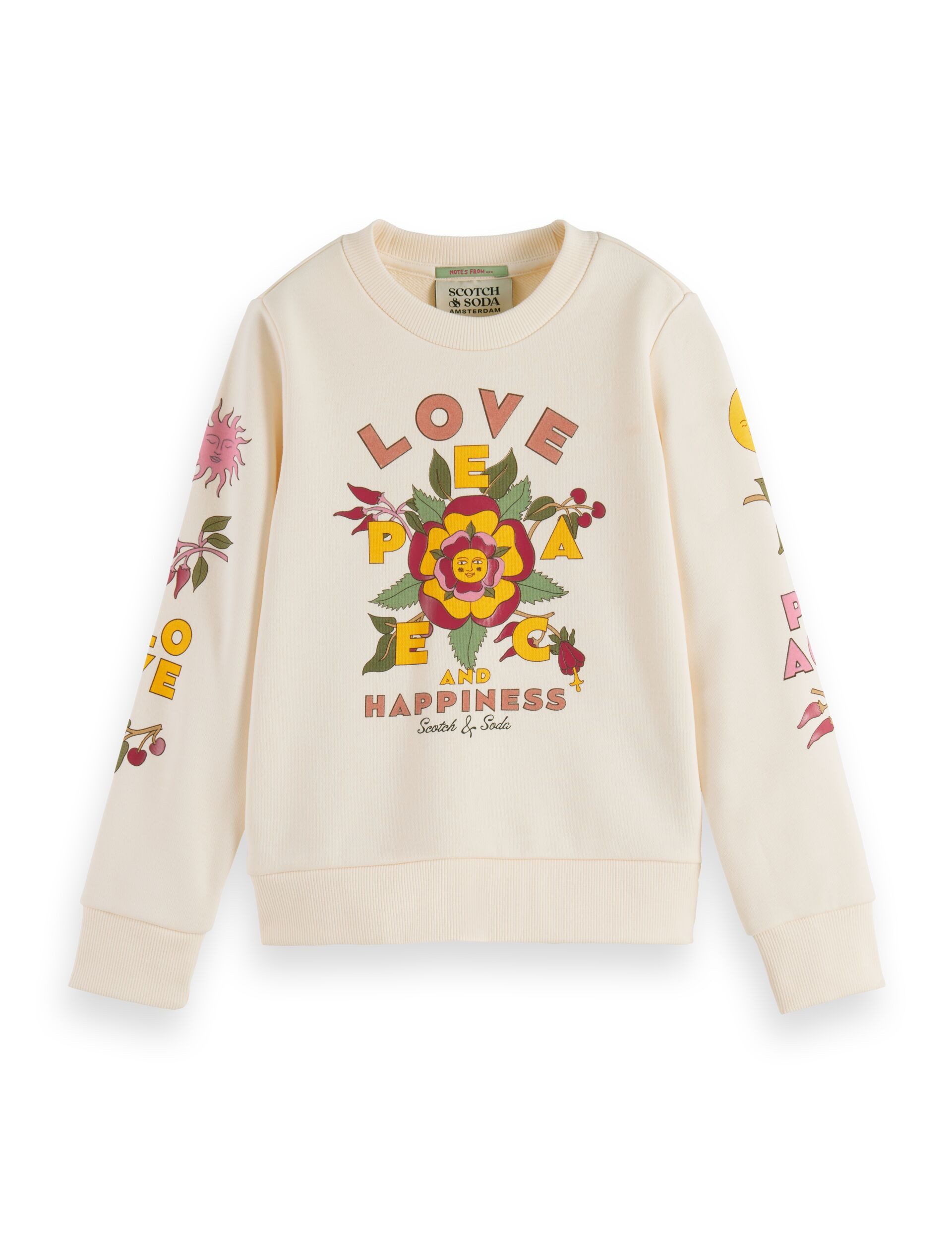 Scotch & Soda Sweatshirt SCOTCH & SODA Kinder Artwork Sweatshirt creme Blume Love Print