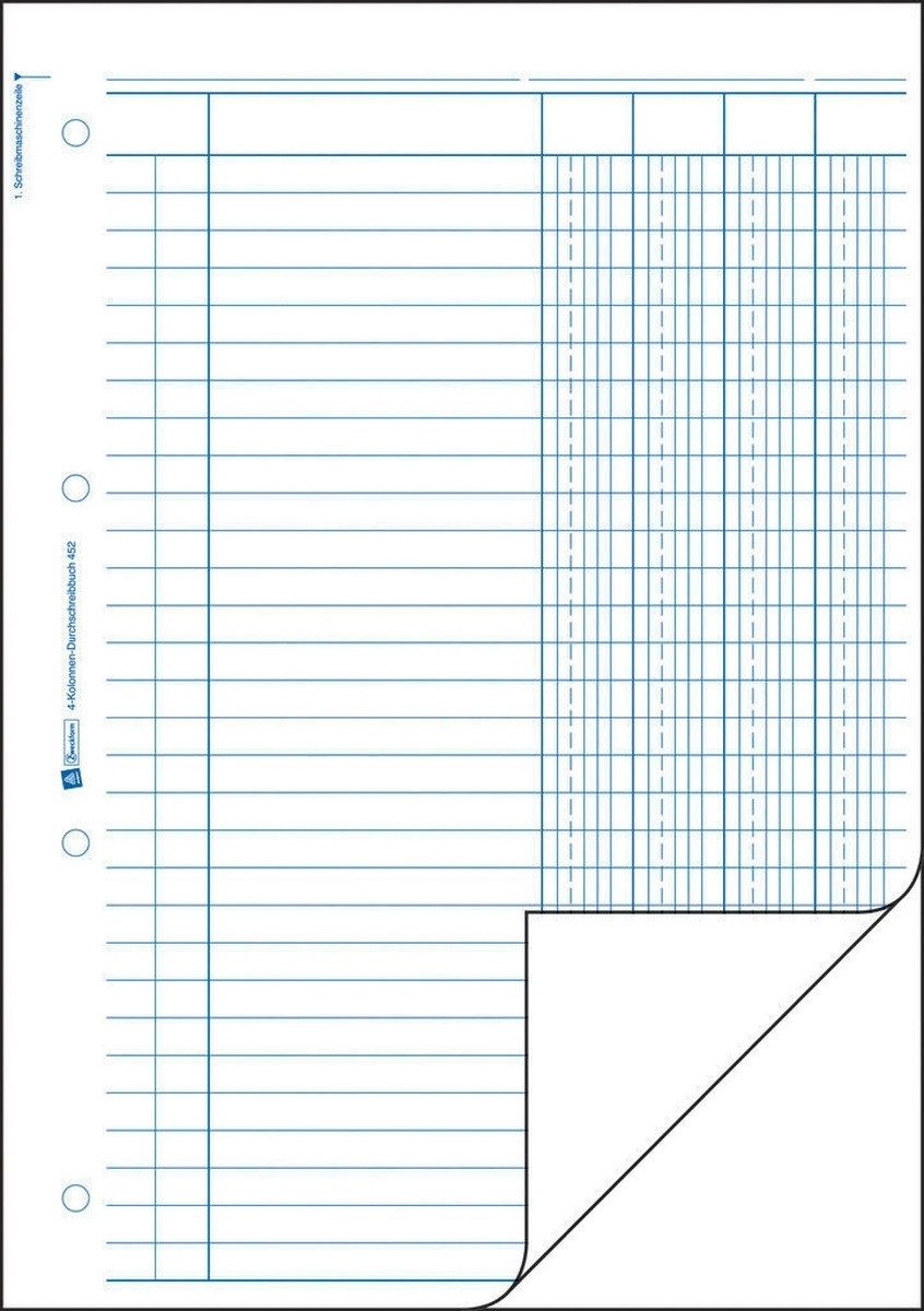 Formularblock Kolonnen-Durchschreibbuch A4 4 Kolonnen 2x50 Blatt