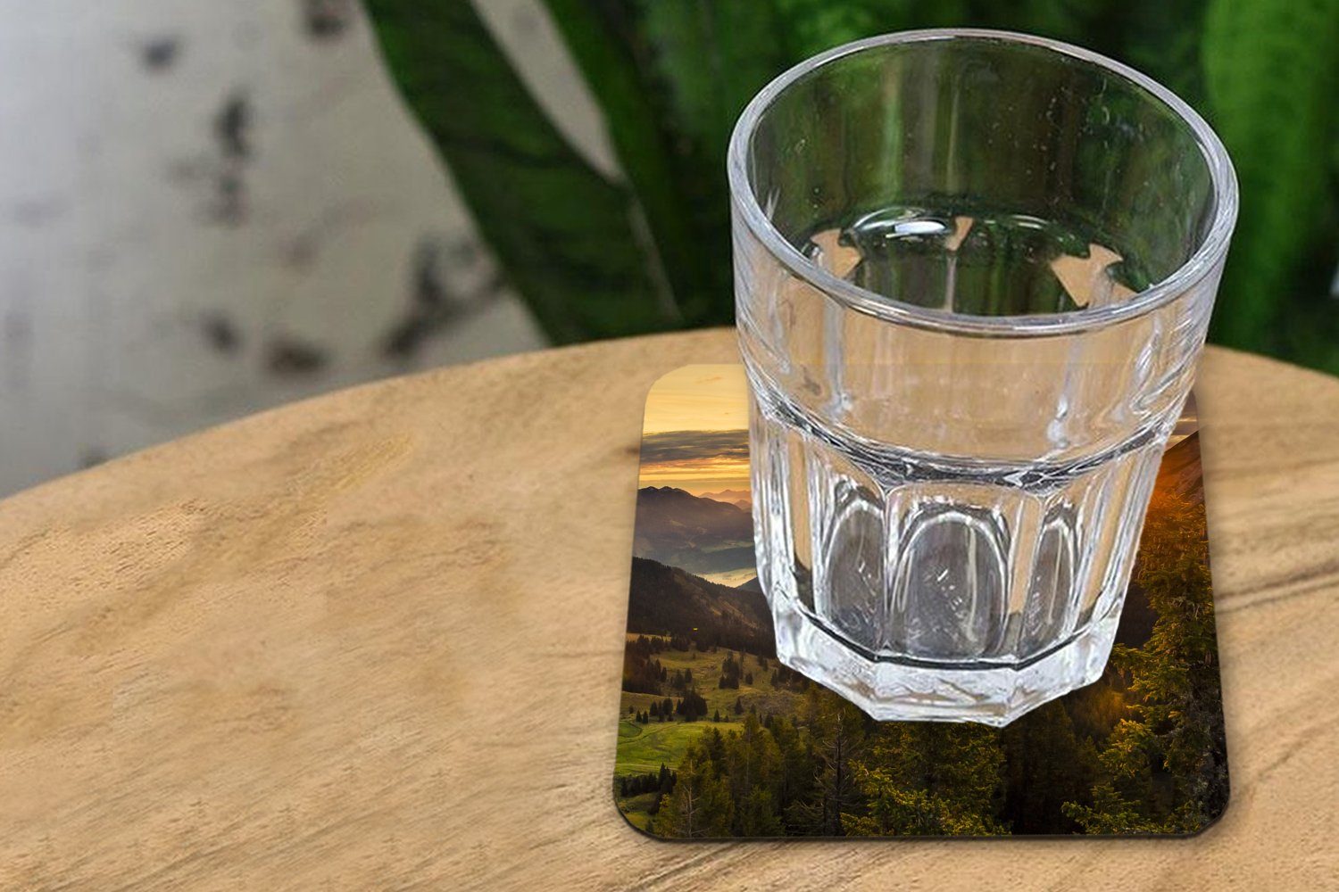 Tasse für Gläser, Berg Glasuntersetzer Sonne, Tischuntersetzer, Alpen Untersetzer, 6-tlg., MuchoWow - Zubehör Glasuntersetzer, Korkuntersetzer, -