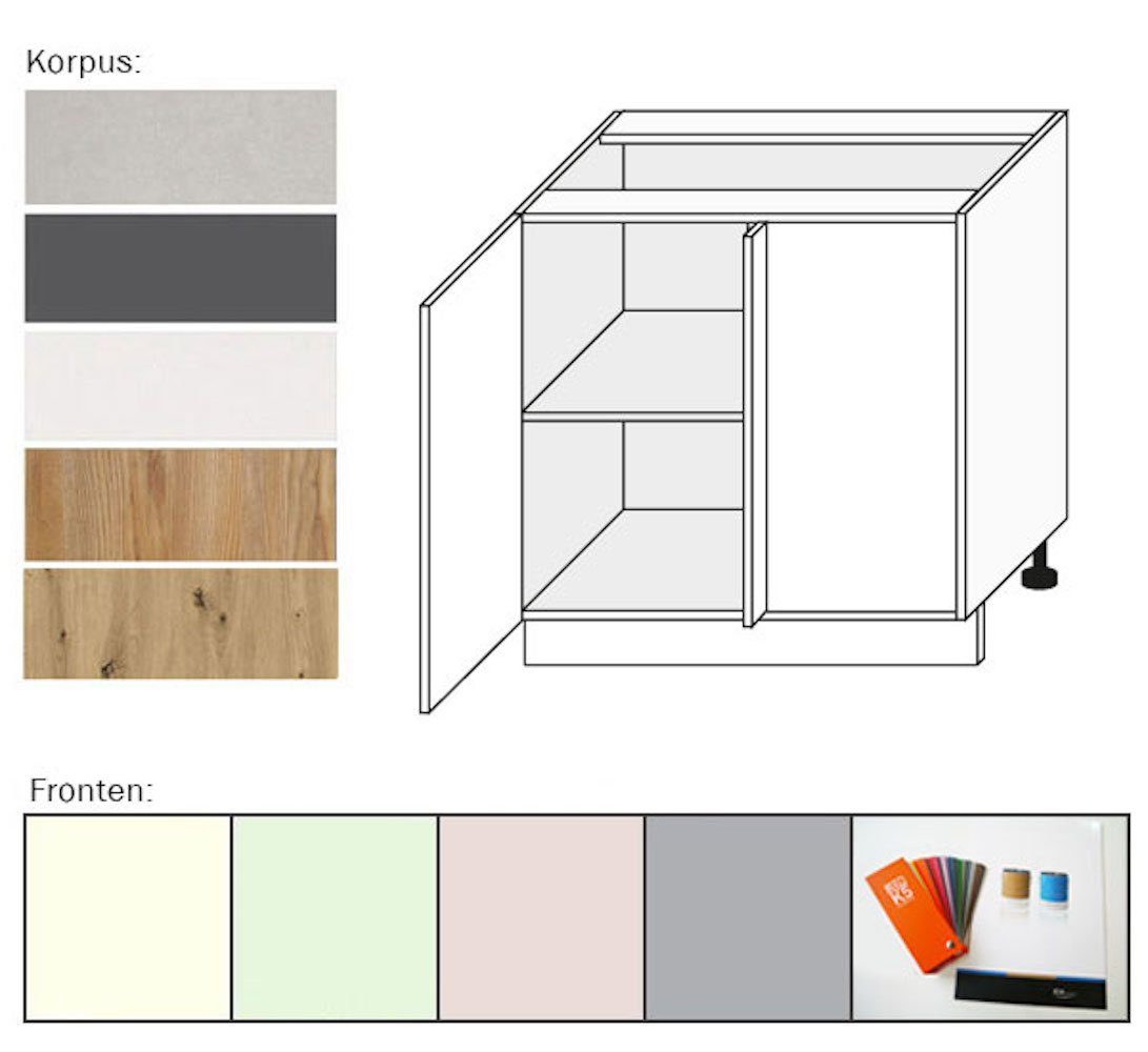 Front- Feldmann-Wohnen oder 90cm wählbar Wunschfarbe Korpusfarbe RAL K5 Unterschrank ICA® Pescara (Pescara) 1-türig und