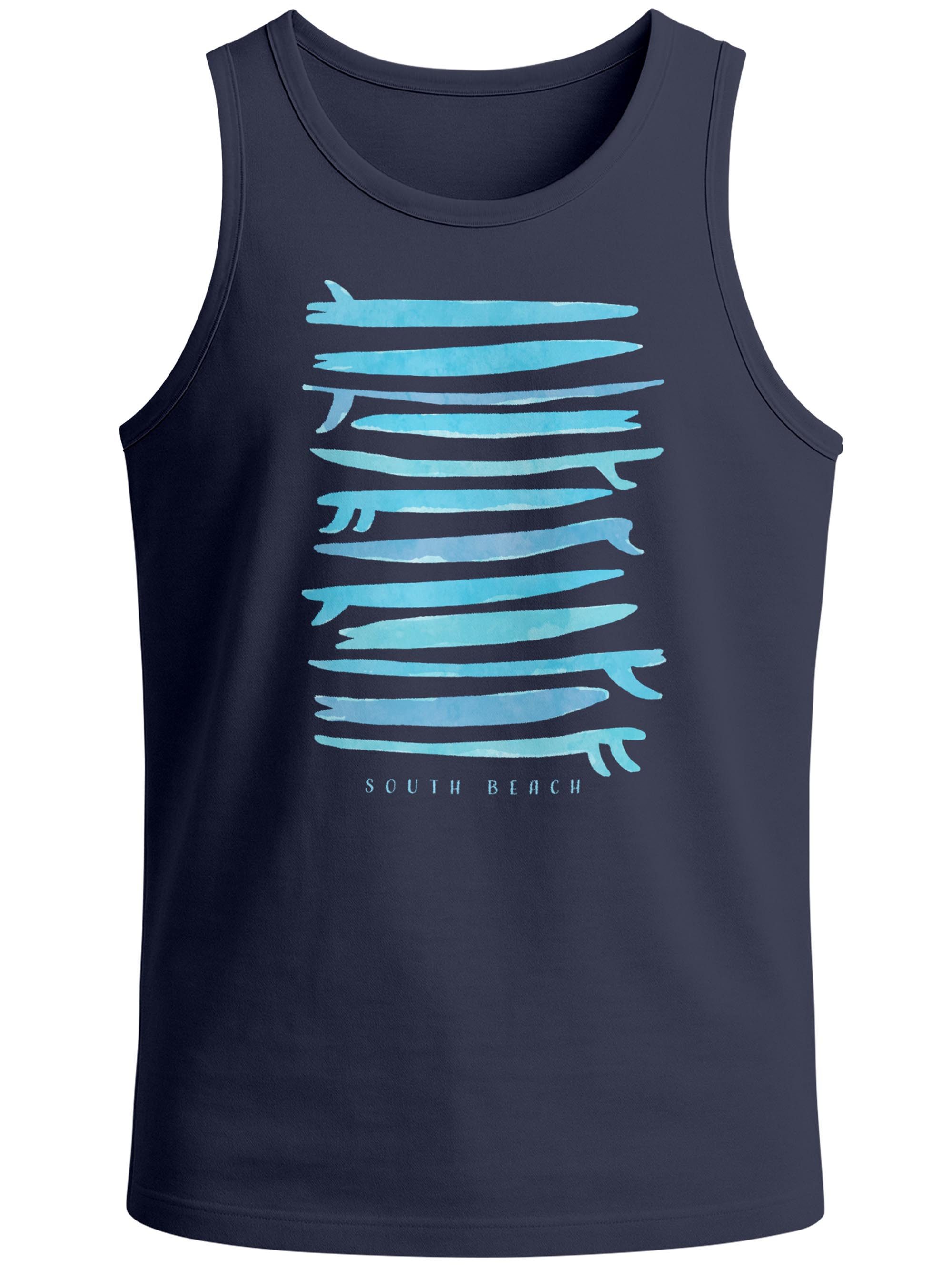 Neverless Tanktop Herren Tank-Top Surfboards South Beach California USA Sommer Surfing mit Print – Bild 4 von 5