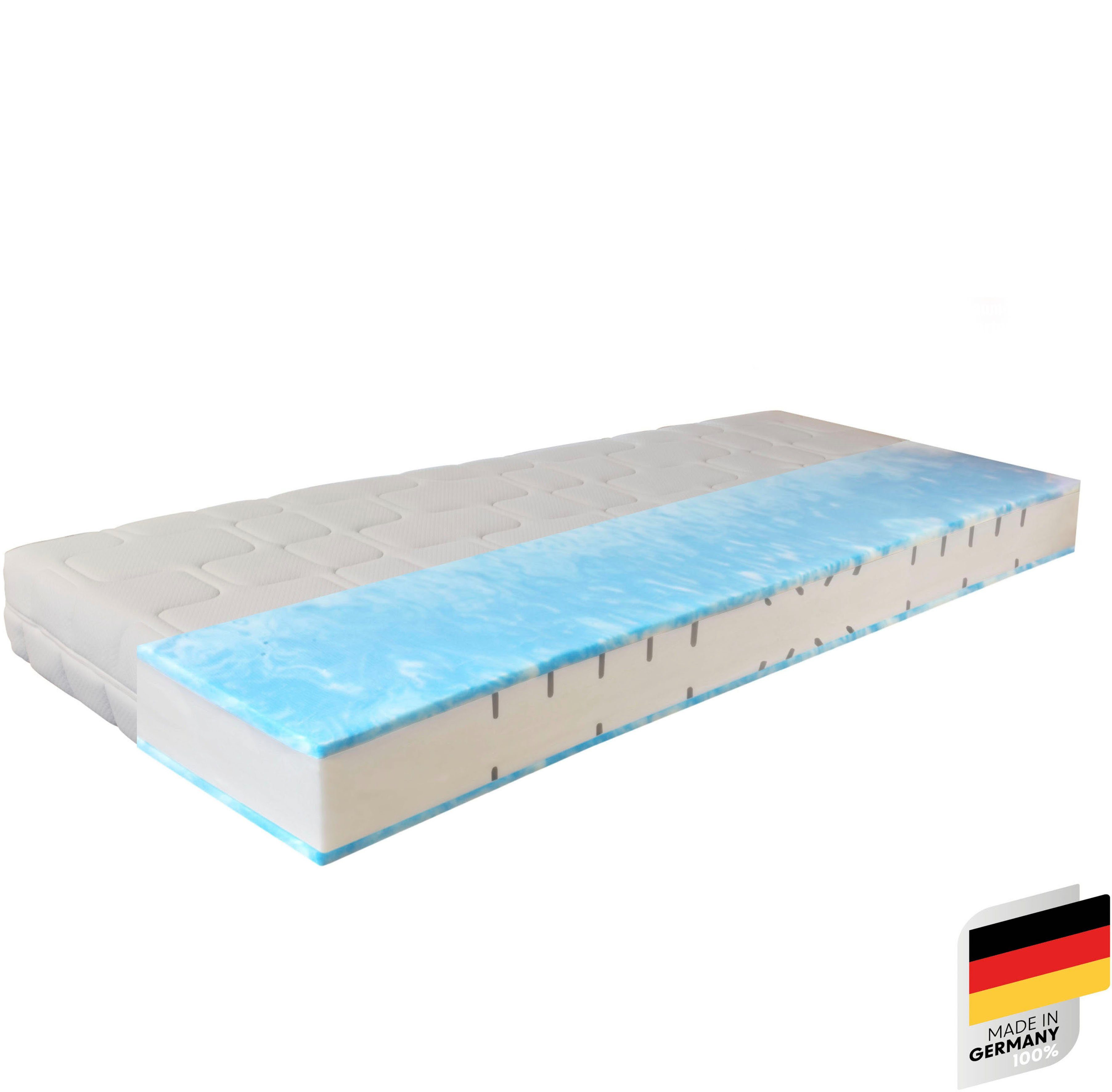 Gelschaummatratze GUMO, 7 Zonen Matratze 90x200,140x200 und mehr, weiche & feste Seite, Beco, 20 cm hoch, druckentlastende Gelschaumauflage,atmungsaktiv, Partner-/Wendematratze