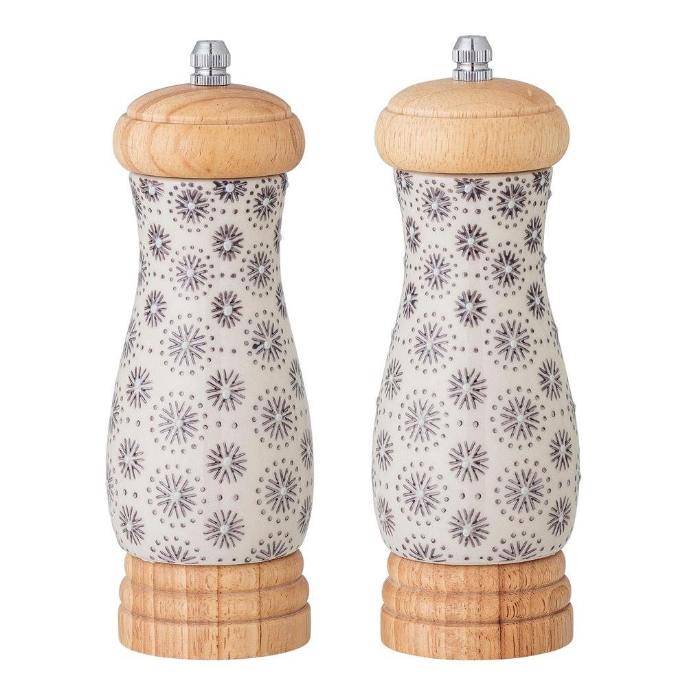 Bloomingville Salz-/Pfeffermühle Elsa Salt & Pepper Mill, Grey, Stoneware, 1x Salzmühle 1x Pfeffermühle Set, Keramik, Landhausstil