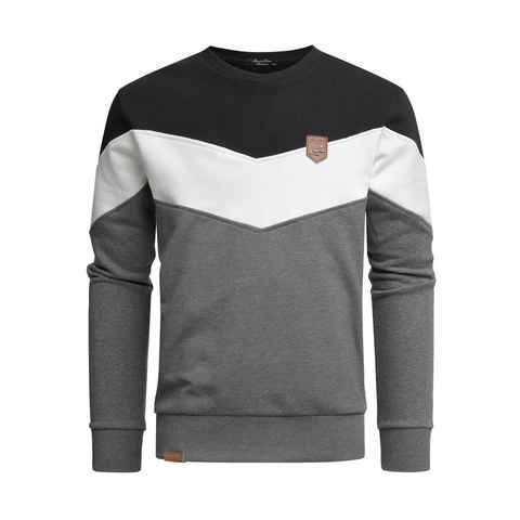 Amaci&Sons Sweatshirt PALMDALE Sweatshirt mit Rundhalsausschnitt Herren Basic Kontrast Sweatjacke Pullover Hoodie Sweatshirt