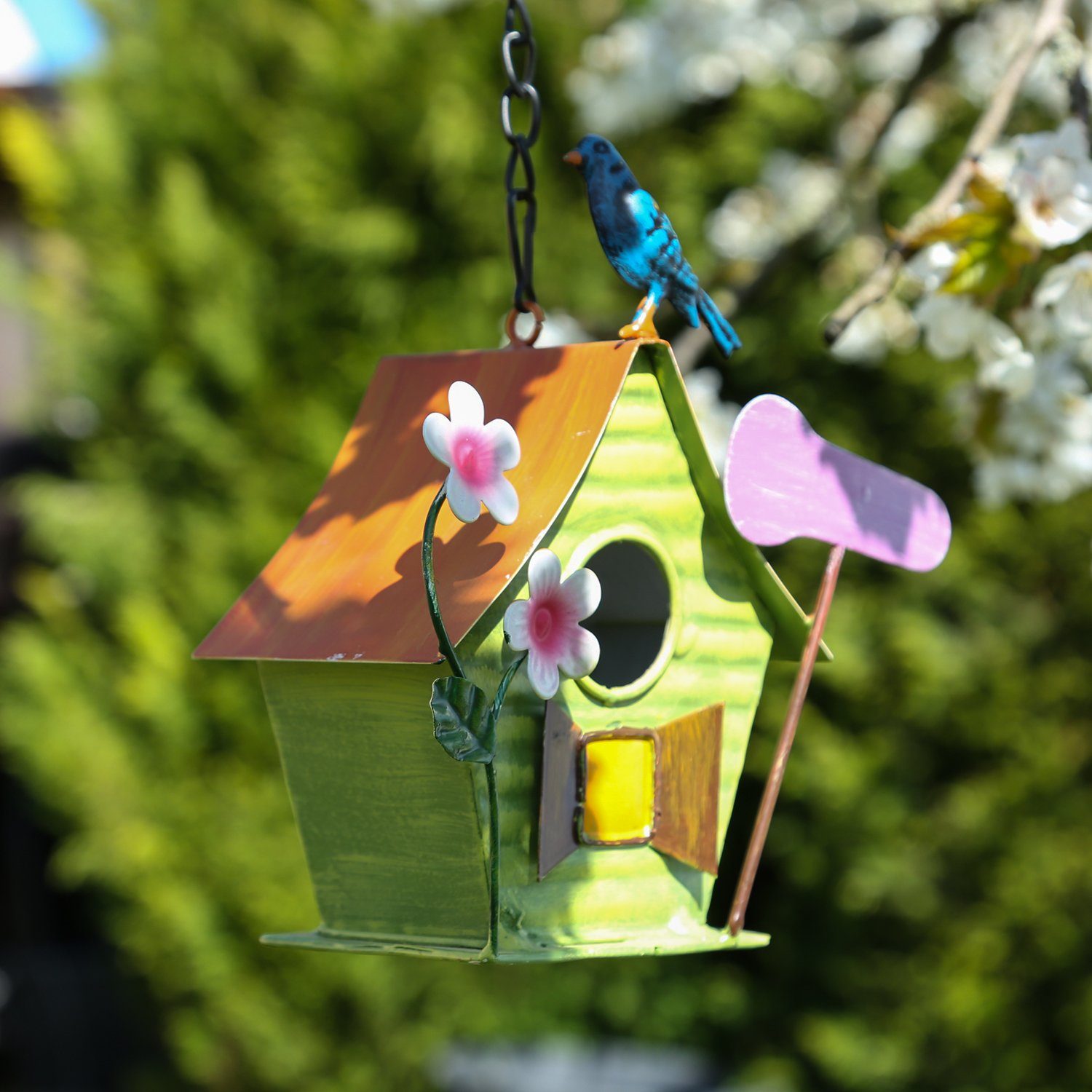Nistkasten Vogelhaus Vogelhäuschen Aufhänger MARELIDA grün Vogelvilla Deko Nisthaus mit