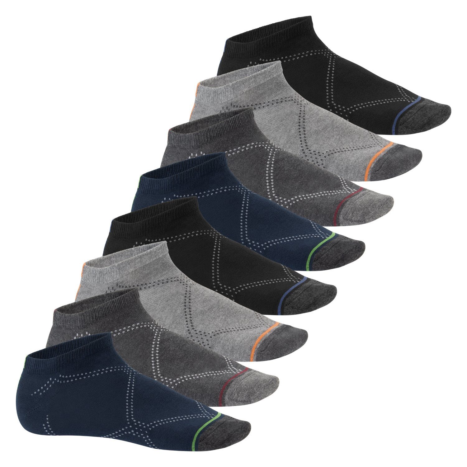 Footstar Füßlinge Damen & Herren Sneaker Socken (8 Paar), Neon Sportsocken Classic Mix