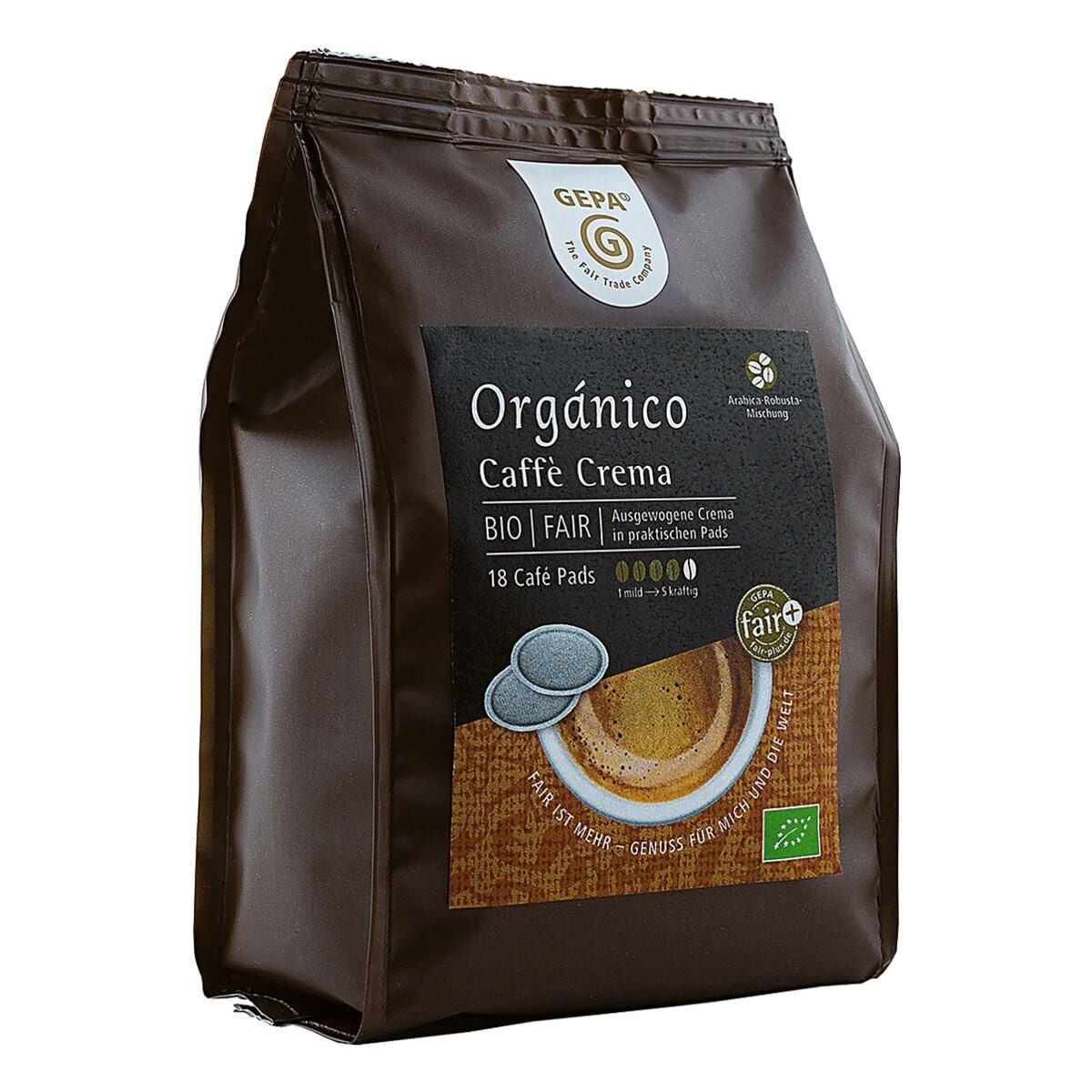 GEPA Kaffee Organico Crema, 18 Kaffeepads