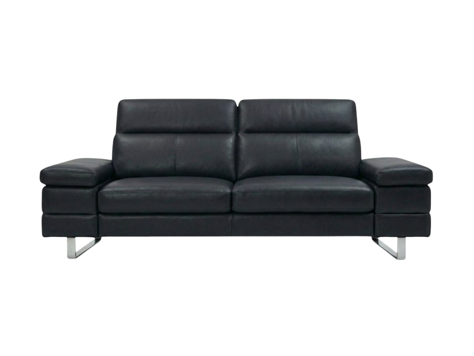 Villa Möbel Sofa Virage, 2-Sitzer 1 Teile, Echtleder-Sofa mit Kopfteilverstellung fürs Wohnzimmer