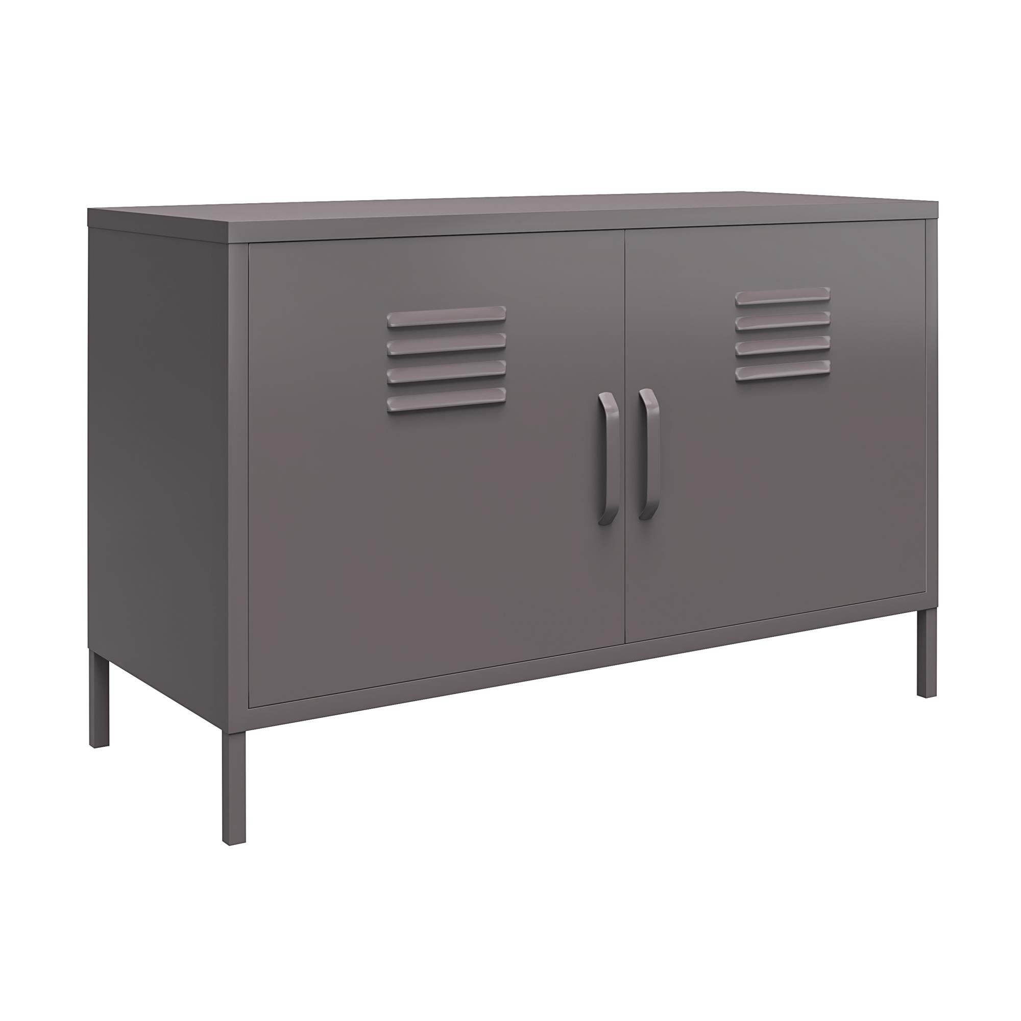 loft24 Sideboard Spint Bradford, Look, Schrank, Breite Türen, cm 100 Metall, Retro grau 2 Anrichte