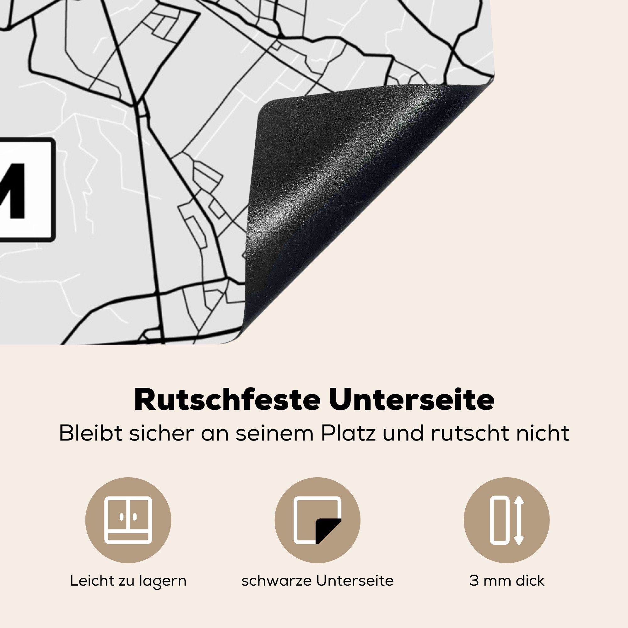 78x78 - Karte für tlg), - Stadtplan Hamm Arbeitsplatte küche MuchoWow Ceranfeldabdeckung, cm, - Vinyl, Deutschland, Herdblende-/Abdeckplatte (1