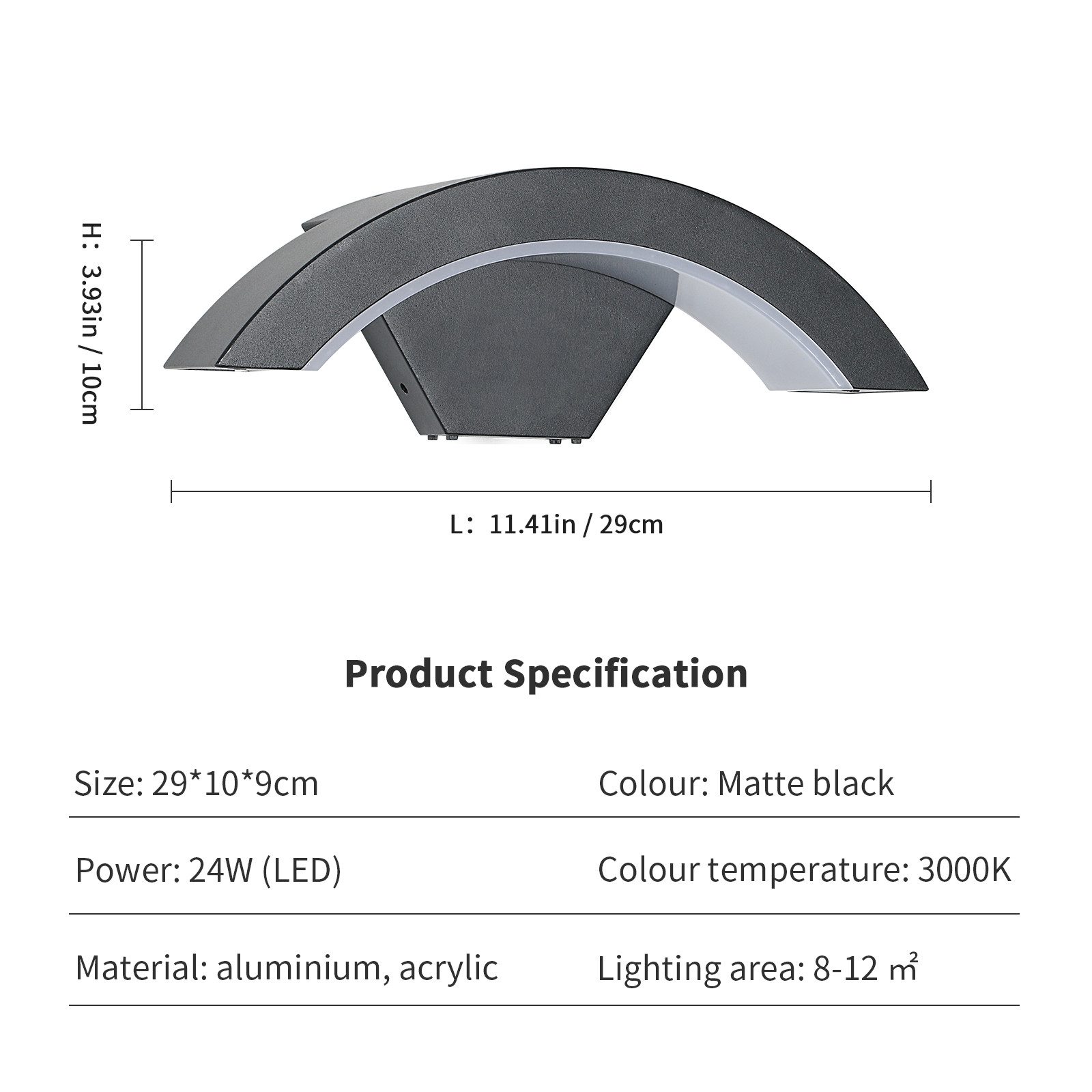 Goeco Wandleuchte U-förmige Außenwandleuchte, 24W Energiesparlampe, günstig online kaufen