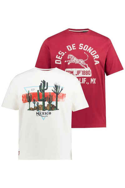 JP1880 T-Shirt »T-Shirts 2er-Pack Halbarm Print« (2-tlg)