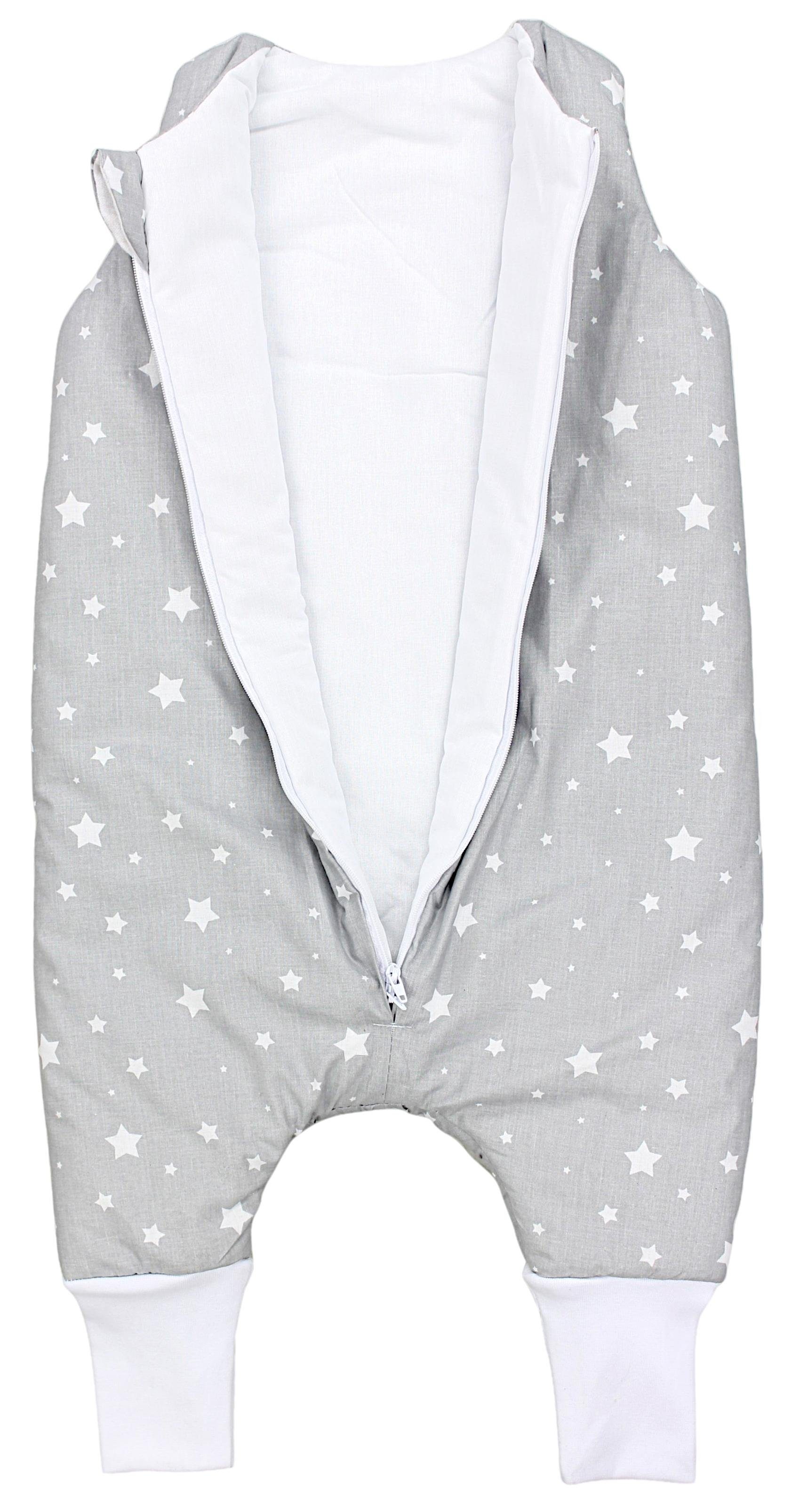zertifiziert Babyschlafsack mit Grau OEKO-TEX Beinen TupTam TOG Weiß / Winterschlafsack Sterne 2.5
