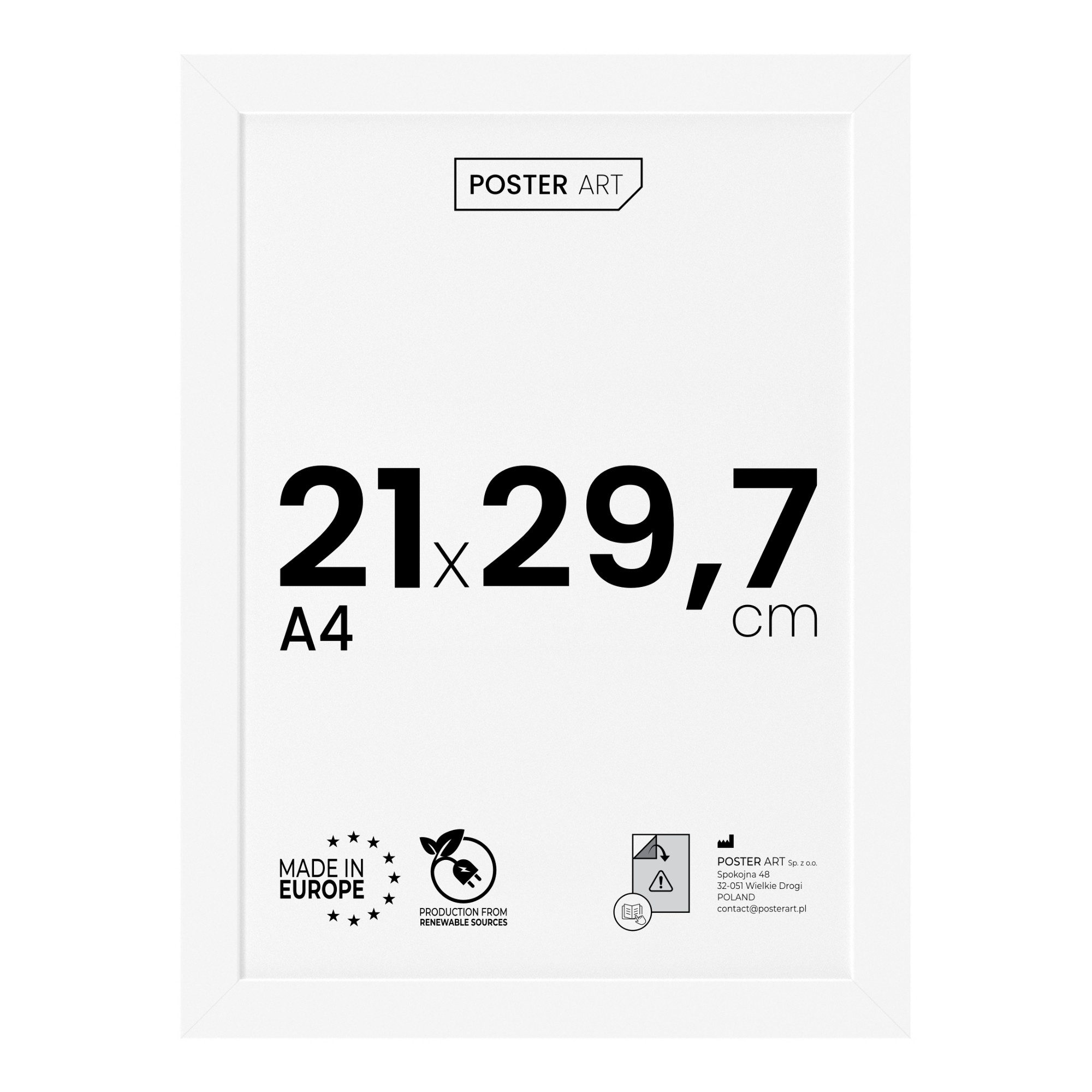 POSTER ART Bilderrahmen modern aus MDF mit Kunststoffglas für Fotos & Poster, für 1 Bilder