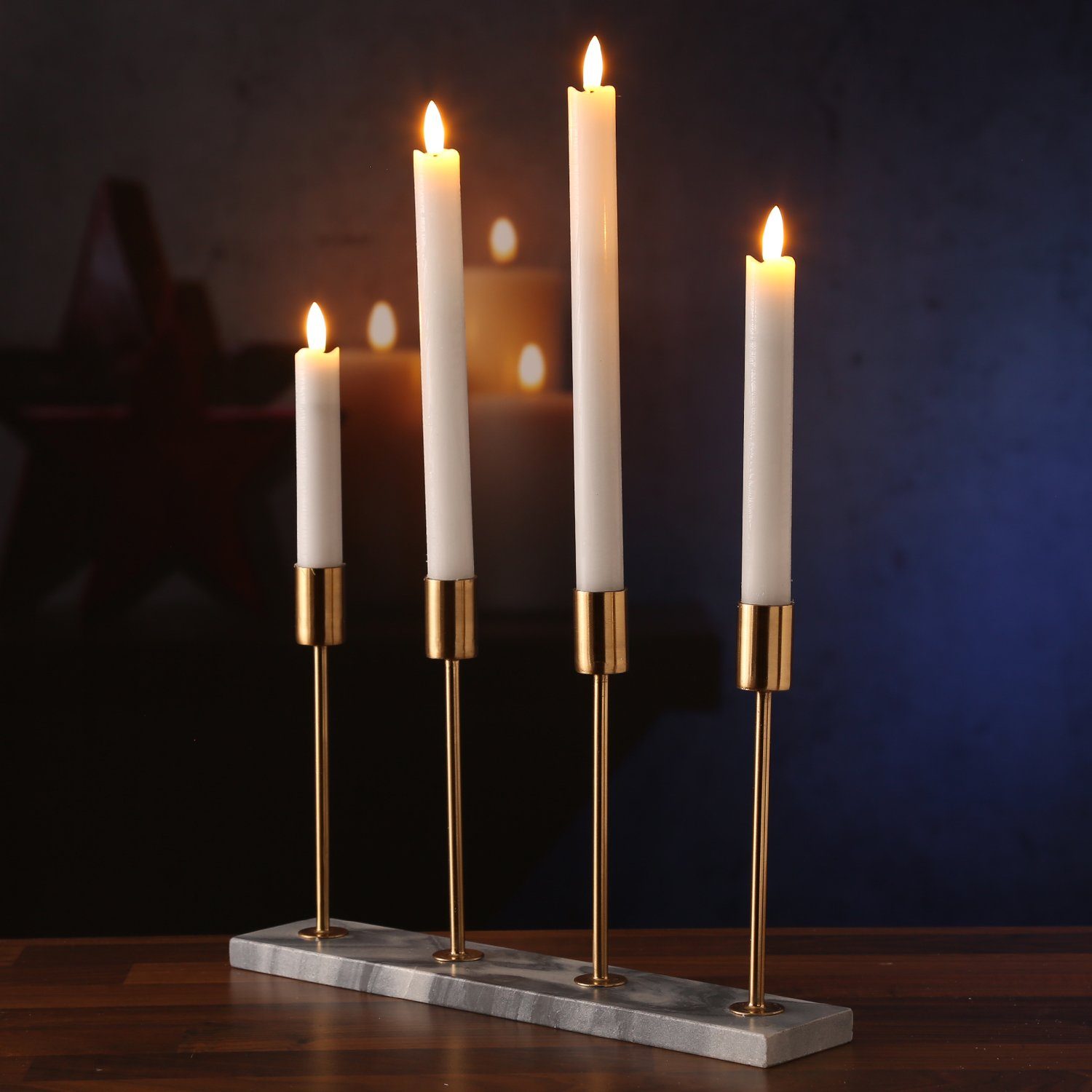 MARELIDA Kerzenhalter Advent St) (1 Weihnachten Kerzenhalter Stabkerzenhalter Kerzenständer Marmor