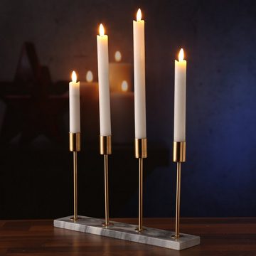 MARELIDA Kerzenhalter Stabkerzenhalter Kerzenständer Marmor Kerzenhalter Advent Weihnachten (1 St)