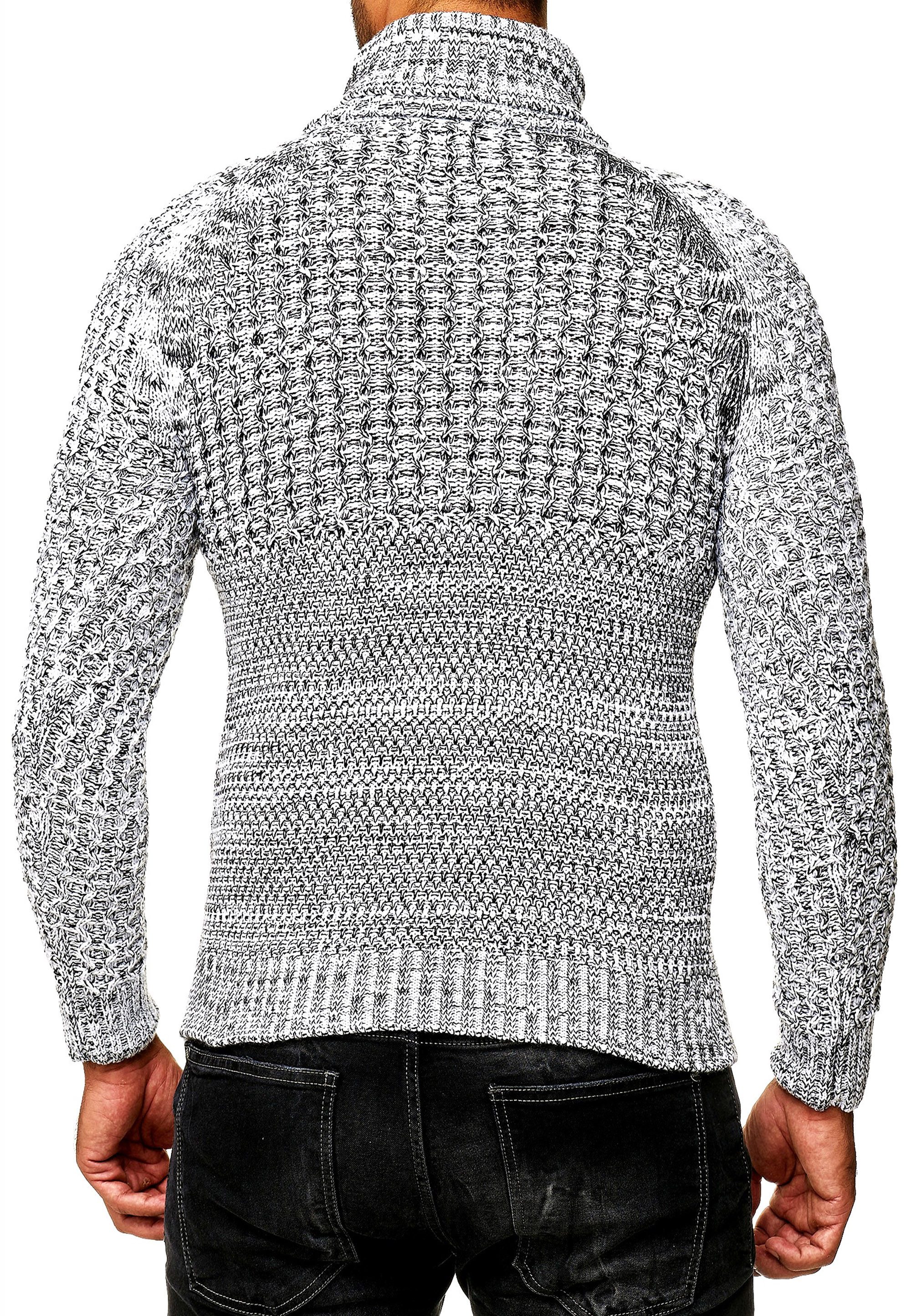 R-NEAL Rollkragenpullover Schwerer Rollkragen Winter Pullover mit Seitlicher Knopfleiste Rolli