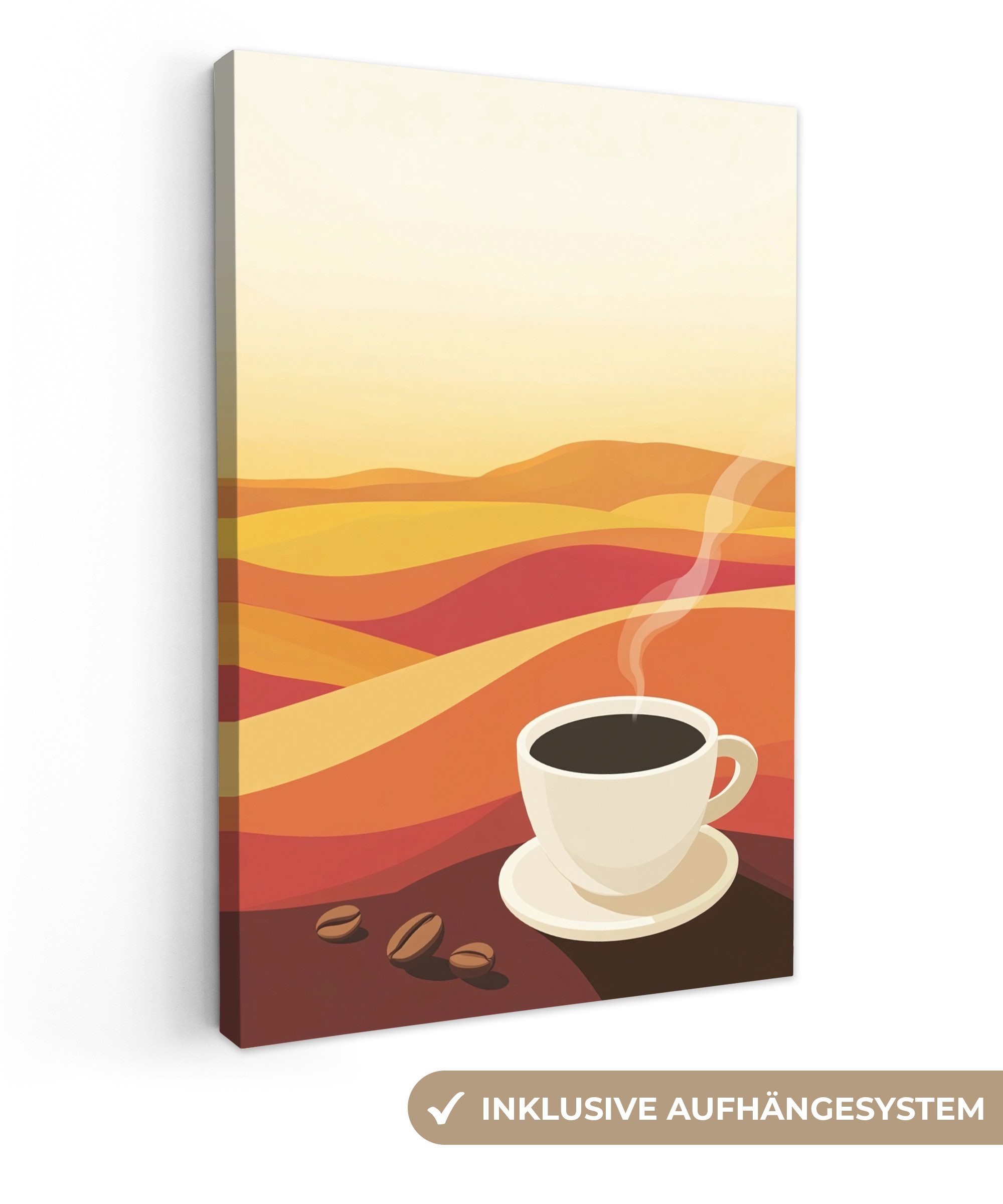 OneMillionCanvasses® Leinwandbild Kaffee - Landschaft - Orange - Kaffeebohn günstig online kaufen