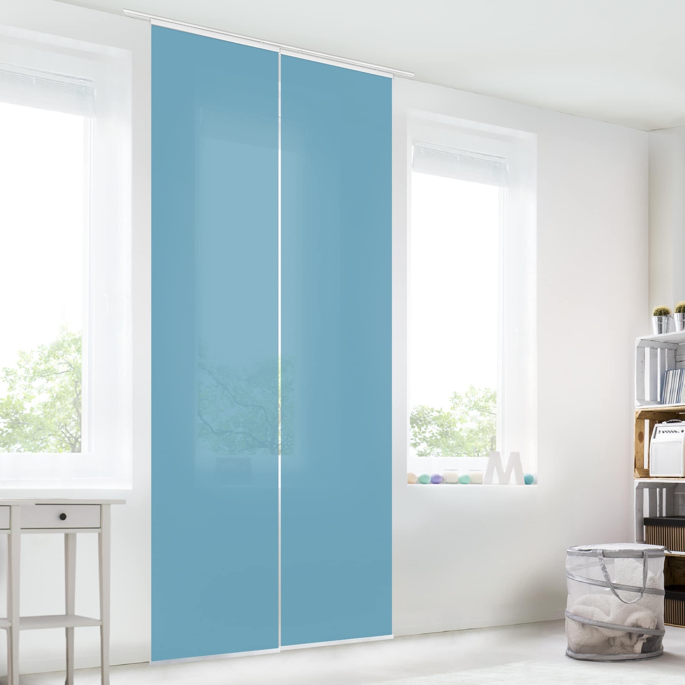 Bilderdepot24 Schiebegardine modern Flächenvorhang blickdicht Meerblau, günstig online kaufen