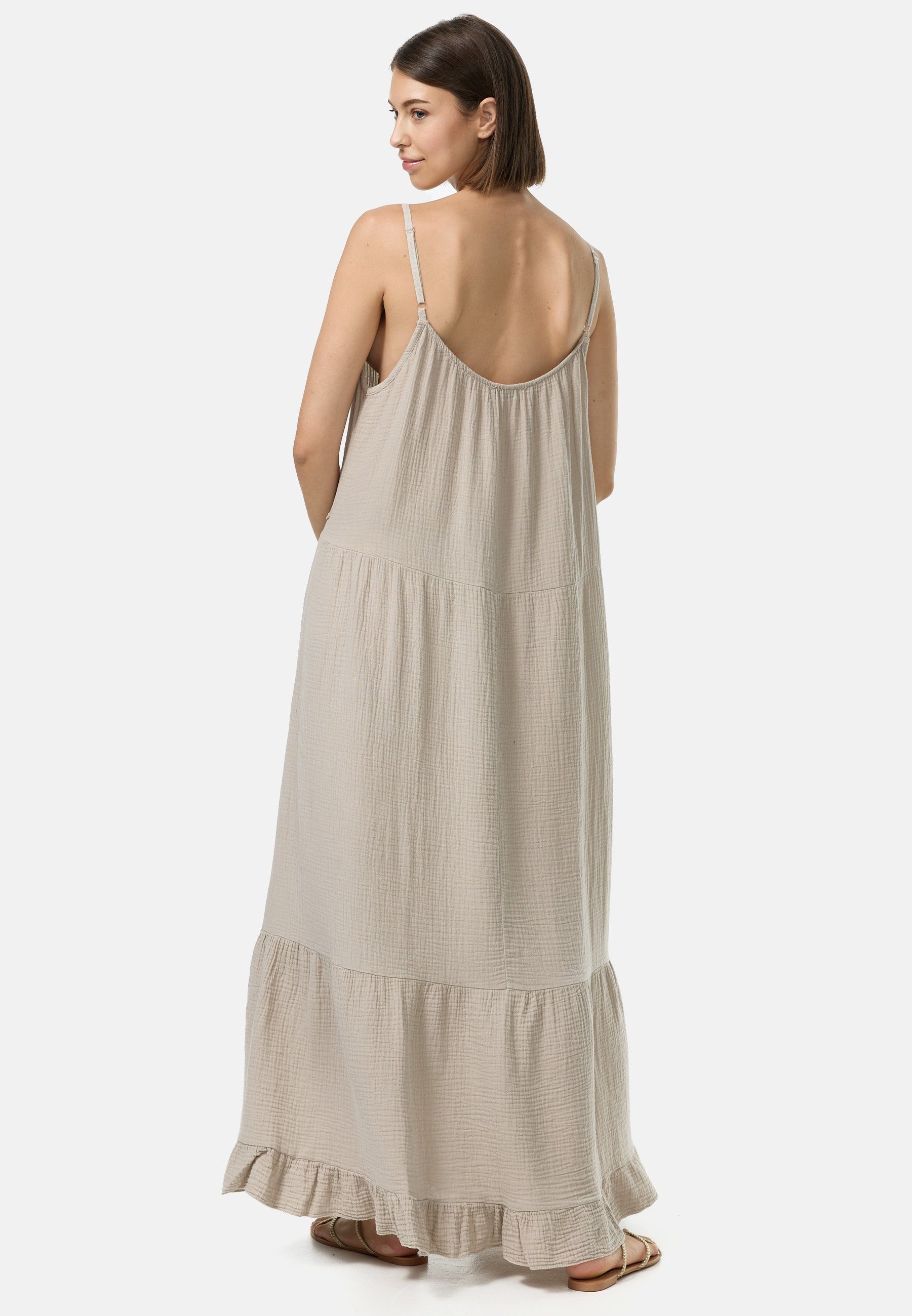 Rayshyne Maxikleid PM48 (Romantisches Maxikleid aus Musselin mit Spaghettiträgern) mit Rüschen, Atmungsaktiv, Hautfreundlich – Bild 5 von 5