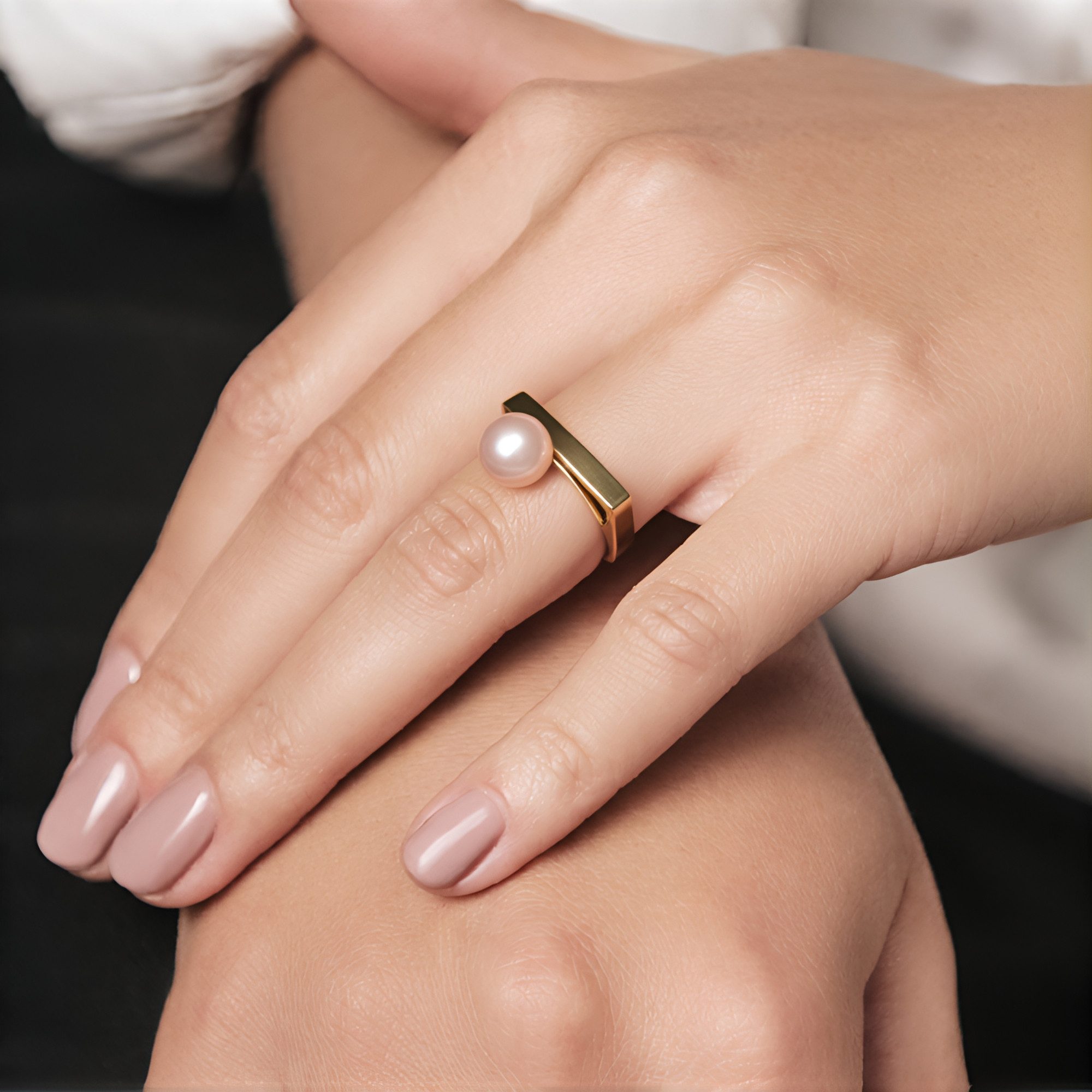 Cavill Perlenring Schicker lila Ming Perlen Ring aus vergoldetem Silber (1-tlg)