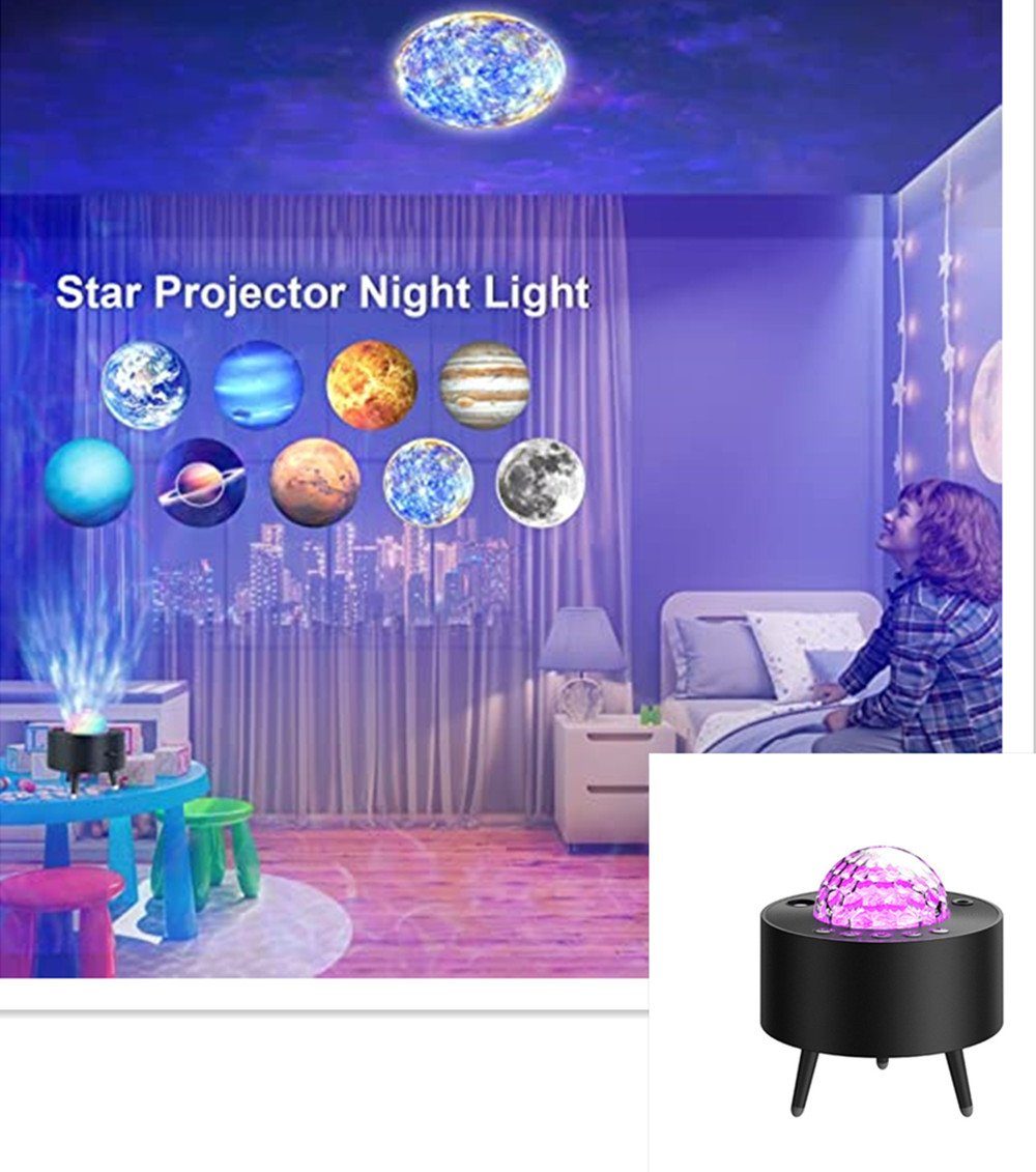 XDOVET Nachtlicht LED Sternenhimmel Projektor,Musik Galaxy Sternenprojektor Lampe mit, mit Fernbedienung,(schwarz)Sternenlicht Projektor black