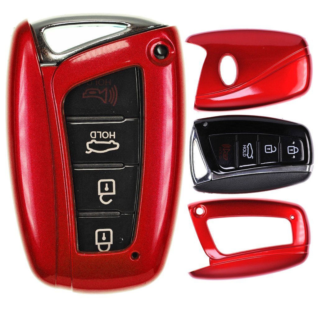 Santa Equus Metallic Schlüsseltasche Hyundai Fe mt-key Hardcover Elantra KEYLESS Rot, Schutzhülle Genesis Autoschlüssel SMARTKEY für