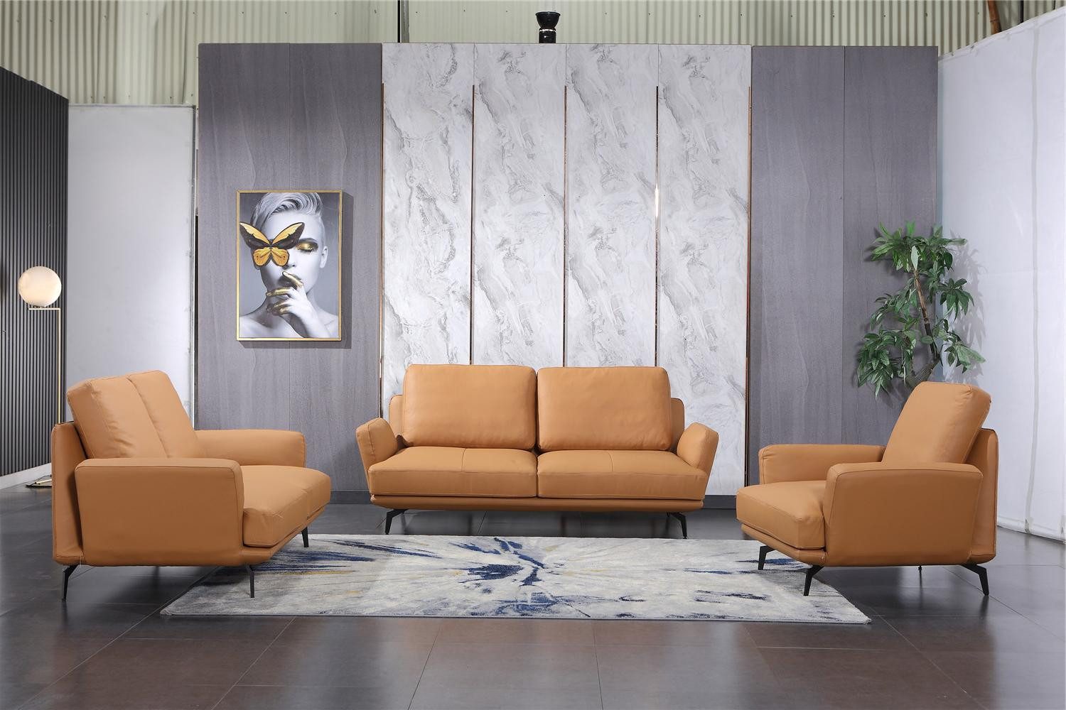 Xlmoebel Polstergarnitur Ledersofa mit elegantem Design und hochwertiger Verarbeitung, (3-tlg., Sofagarnitur 3+2+1 Sitzer), Hergestellt in Europa