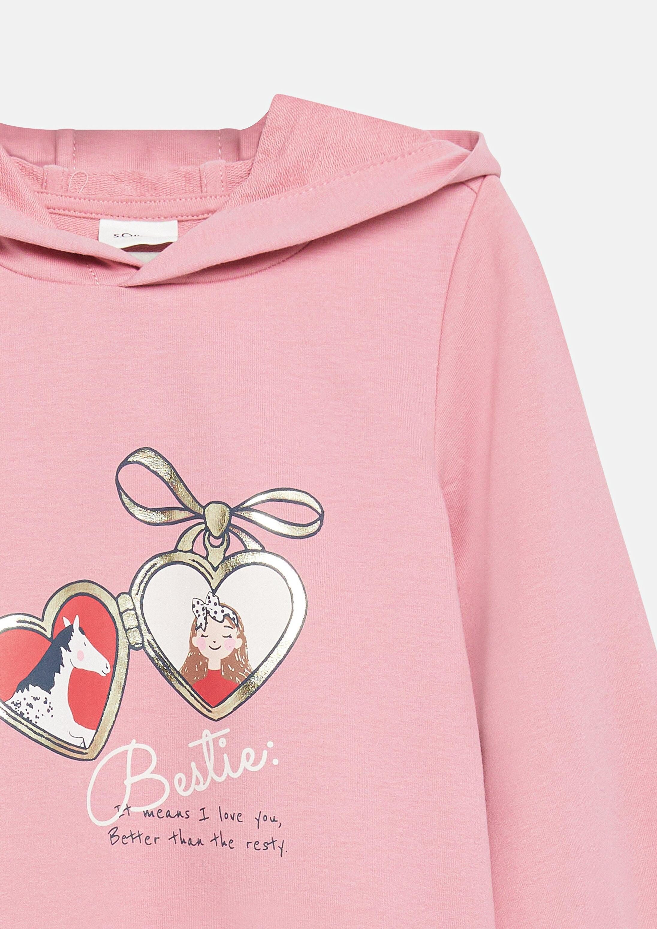 s.Oliver Sweatshirt Sweatshirt Sweatshirt mit Folienprint und Kapuze – Bild 4 von 4