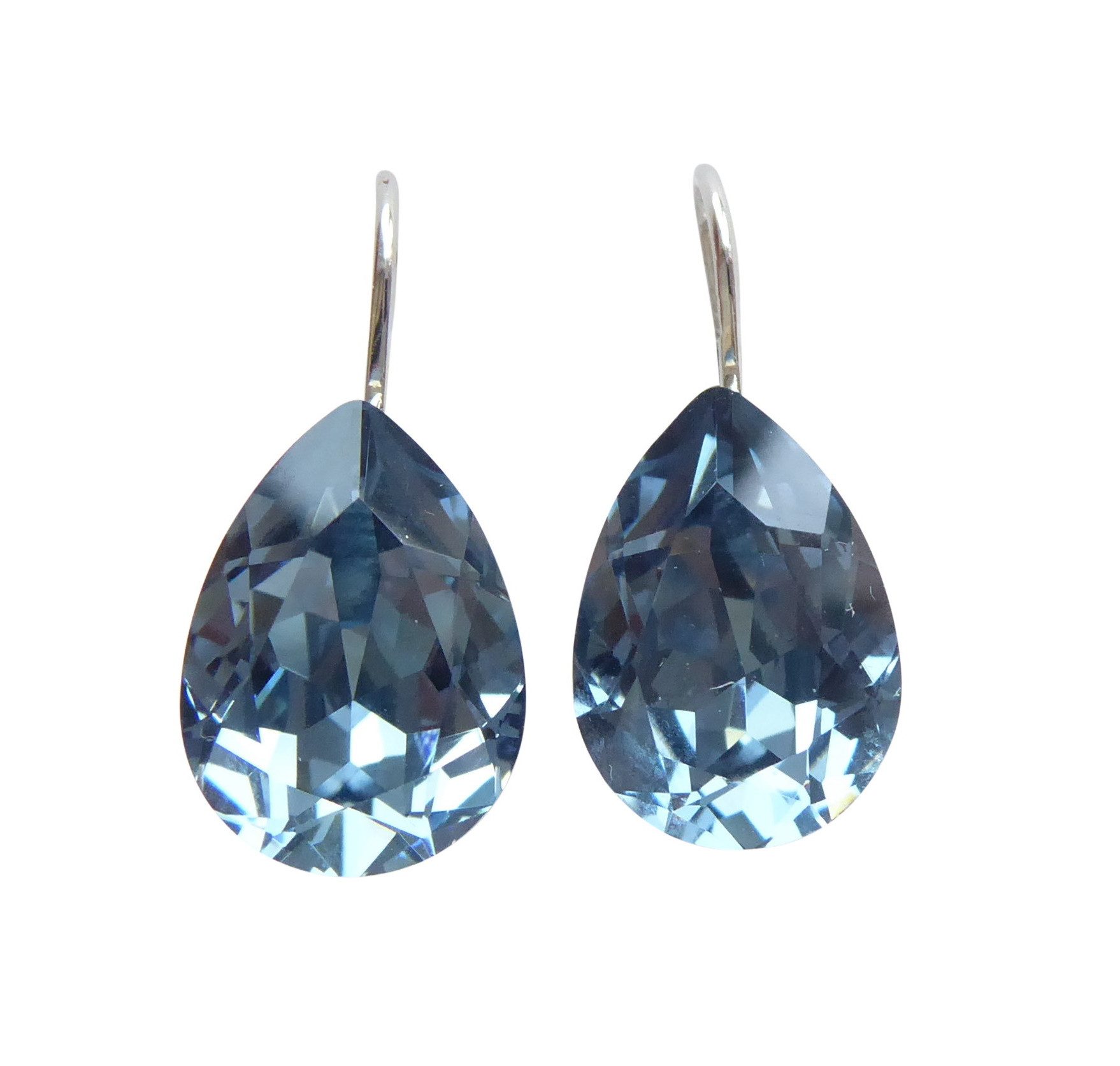 Paar Ohrhänger Maya jeansblau rhodiniert klassisch Alltag Allrounder Basic