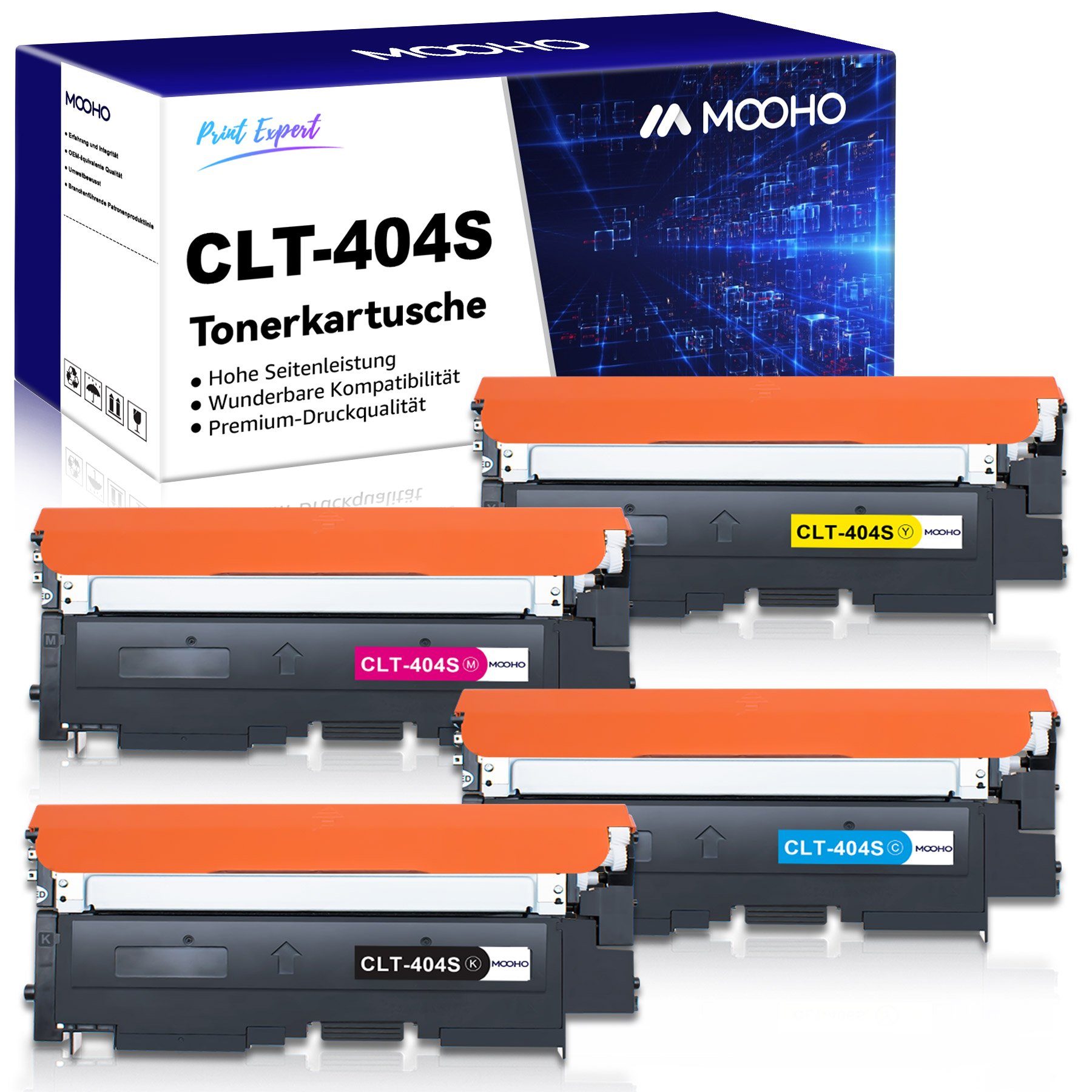 MOOHO Tonerkartusche 4 Toner CLT-P404C 404S für Xpress C48X C480W C480FW