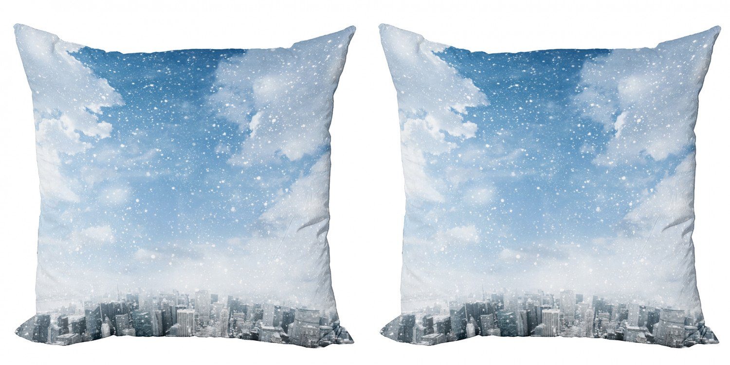 Kissenbezüge Abakuhaus Doppelseitiger der New Stück), Winter in (2 Digitaldruck, Modern Schnee, York Accent