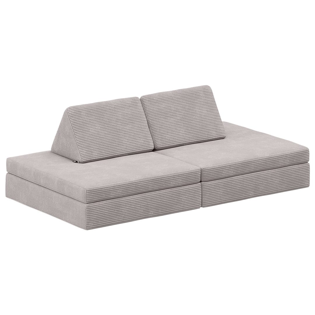 Bellabino Kindersofa Nile aus Schaumstoff Teilen, modulare Kindercouch aus Cord, Grau, Maxi-Variante, faltbare Kinderspielcouch, Cordbezug, abnehmbar, waschbar 160x52x75cm