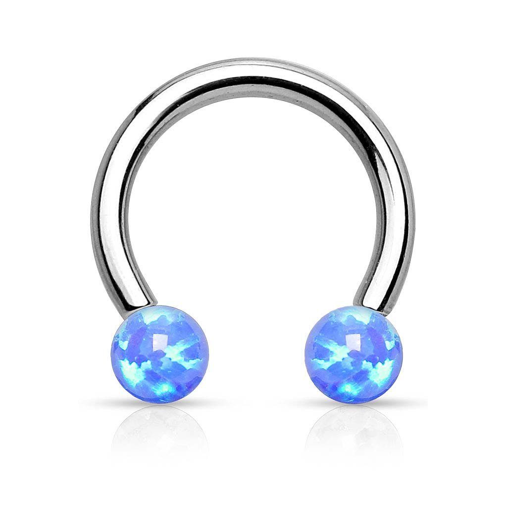 Hufeisen Blau Opal Septum mit Hufeisen Taffstyle Kugeln, Opal Kugeln Septum Piercing Piercing-Set Lippenpiercing mit